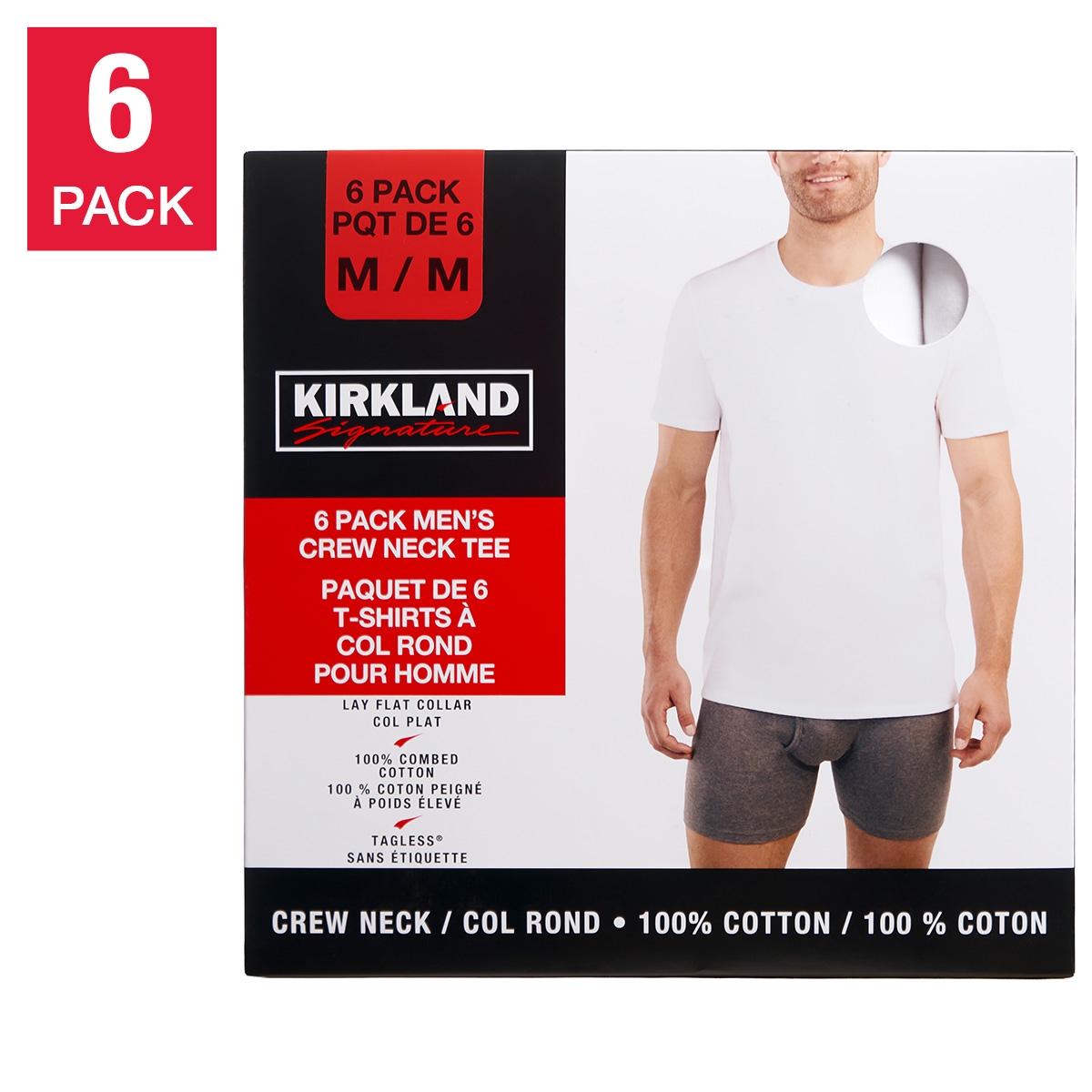 Kirkland Signature Men's Midweight Crew Neck T-Shirt, 6-pack