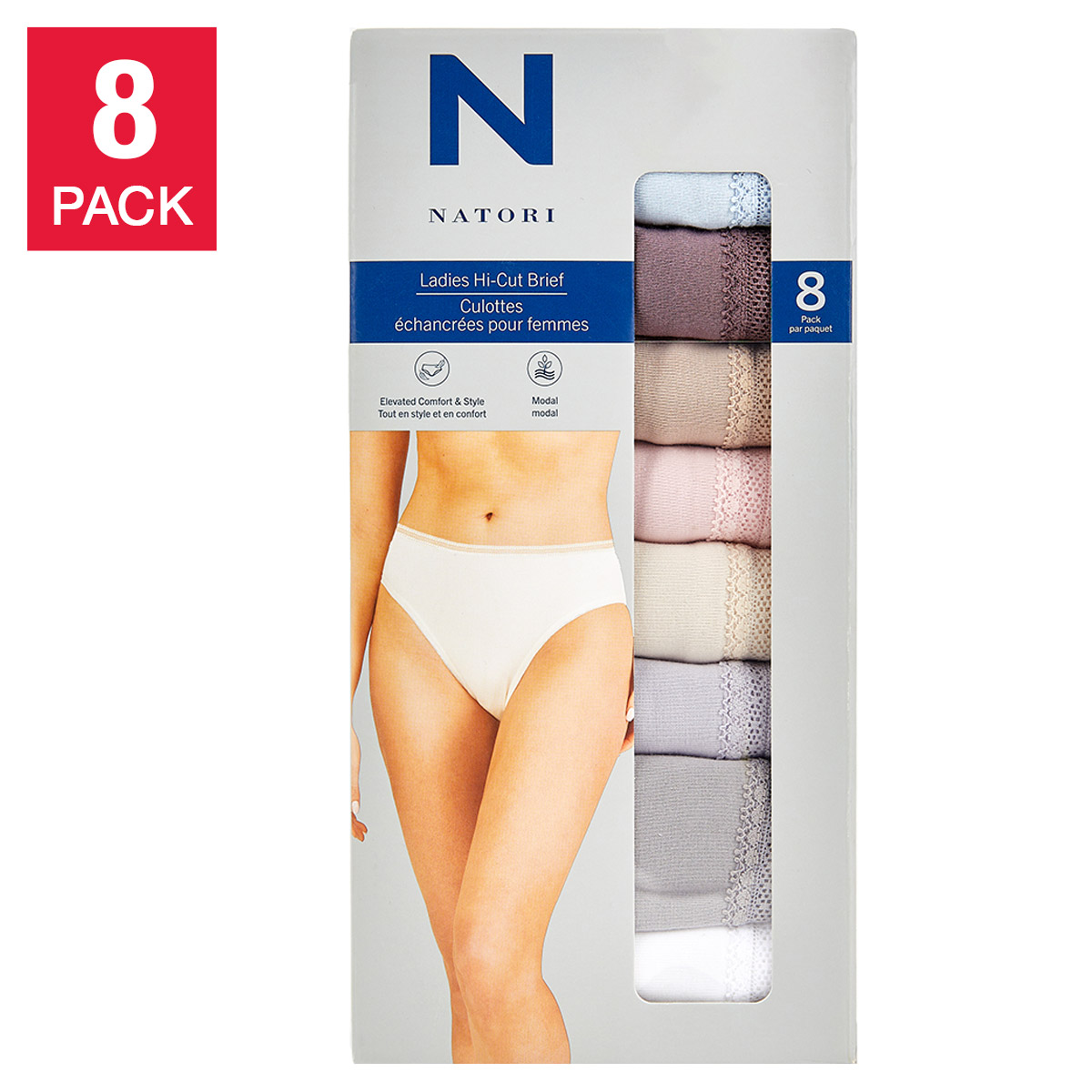 N Natori Women's Hi-Cut Briefs, 8-pack 