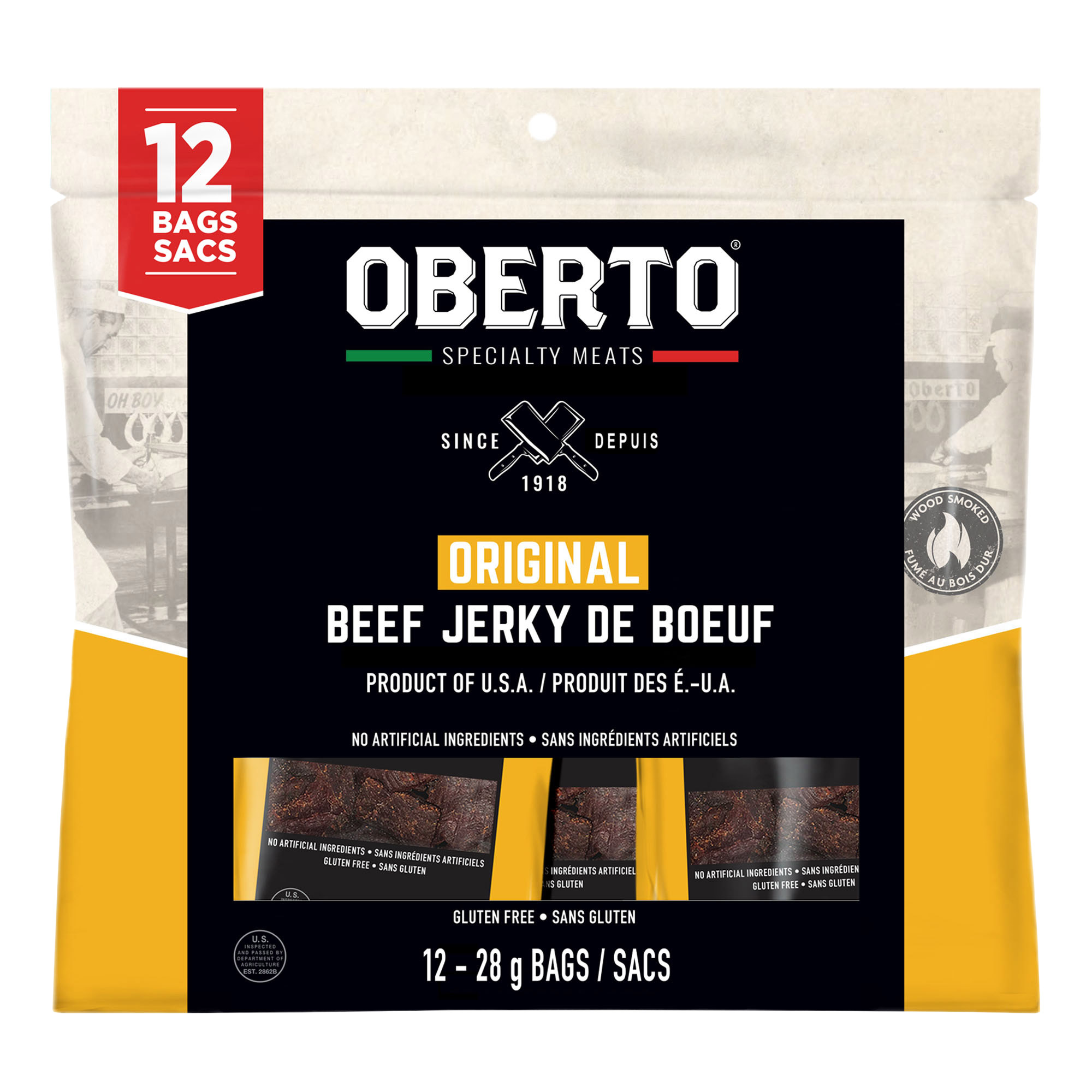 Oberto Original Beef Jerky, 12 × 28 g