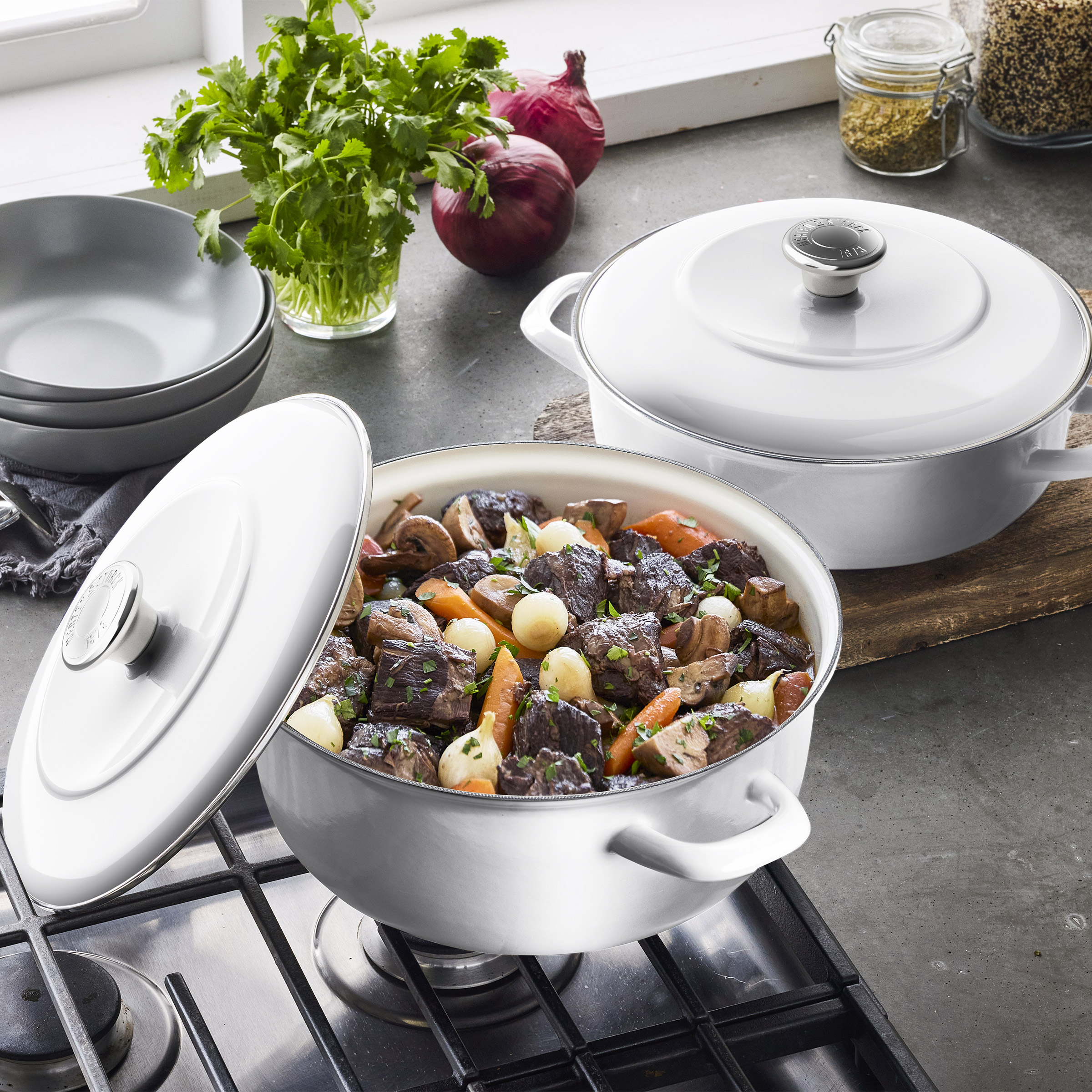 Merten & Storck 5.3-Quart Dutch Oven with Lid  3.7-Quart Braiser with Lid  2-pack