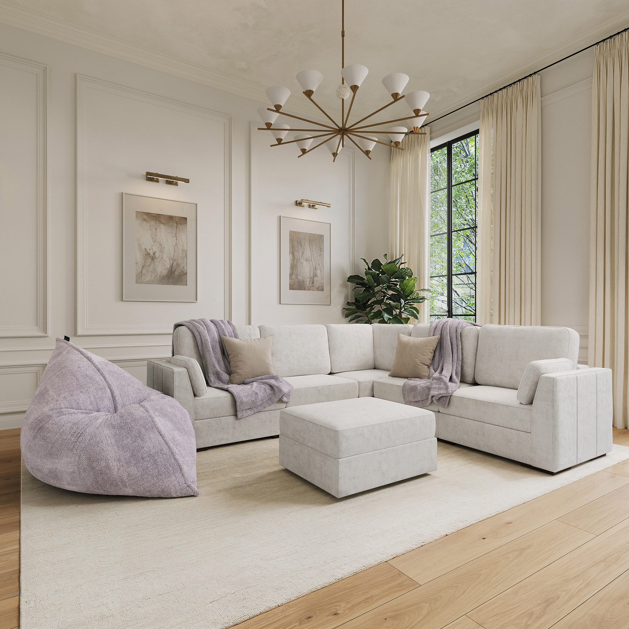 Lovesac Modular Sectional Sofa Bundle 6 Seats/8 Angled Sides with Storage