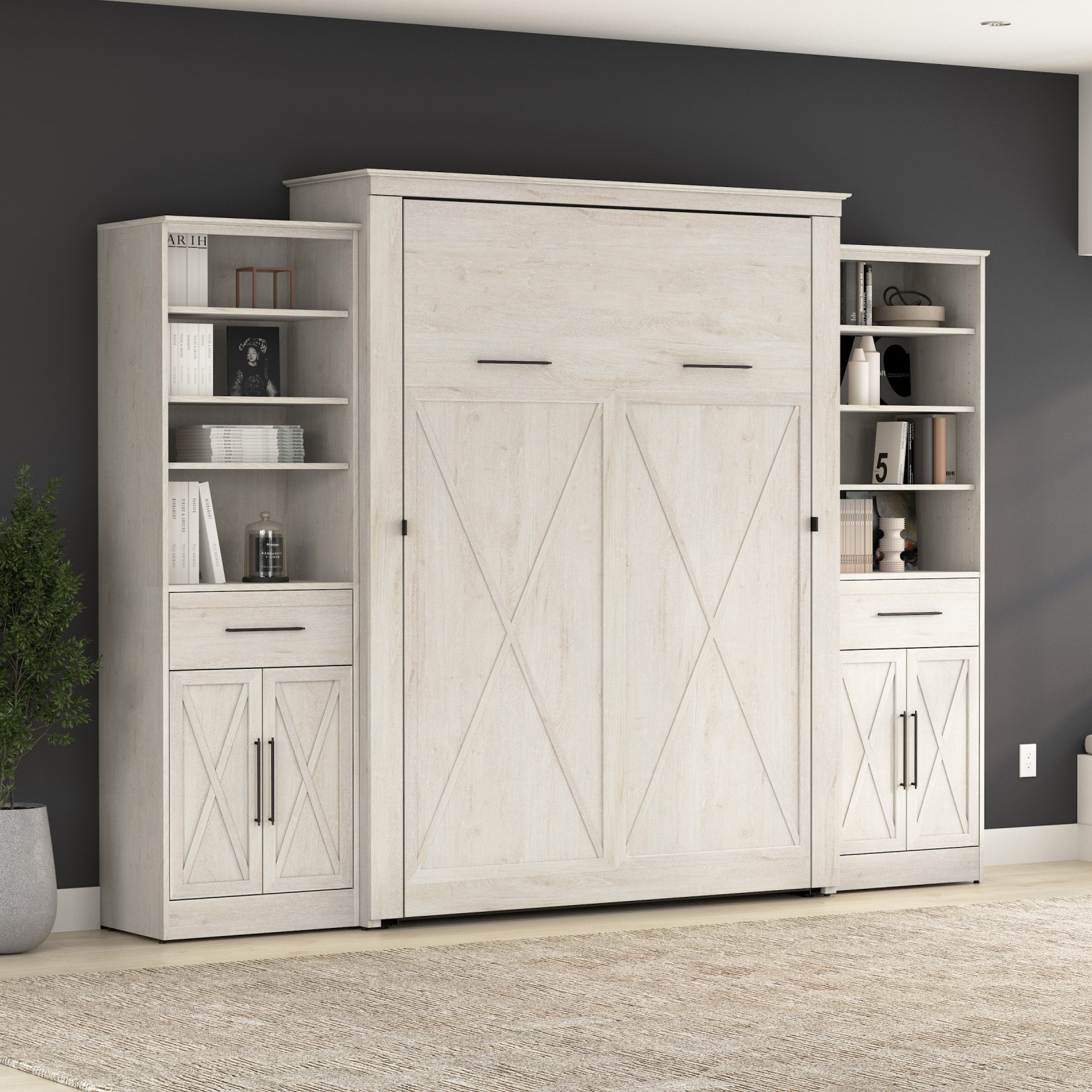 Key West Queen Wall Bed with 2 Storage Shelves