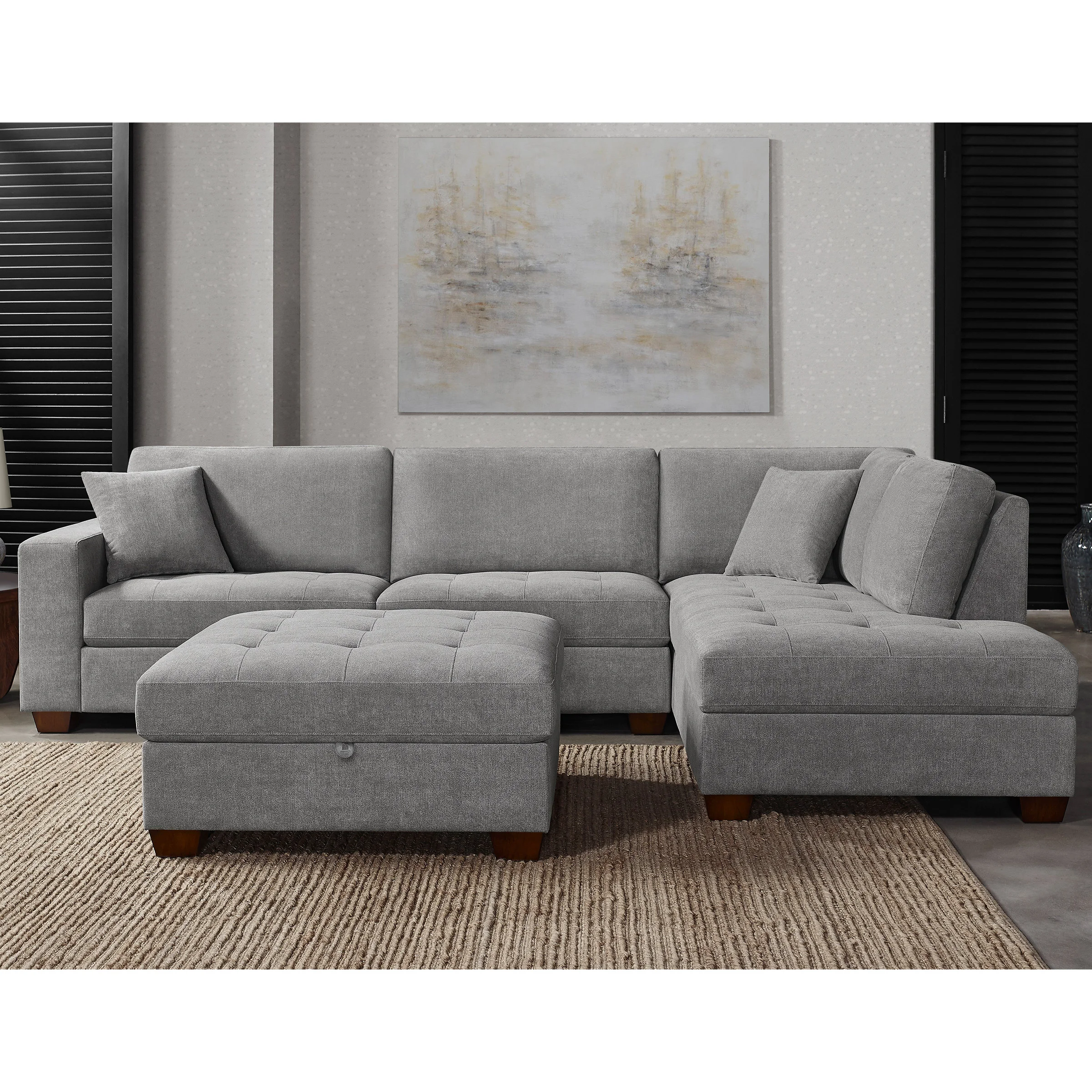 Thomasville Miles Fabric Sectional with Storage Ottoman | Costco