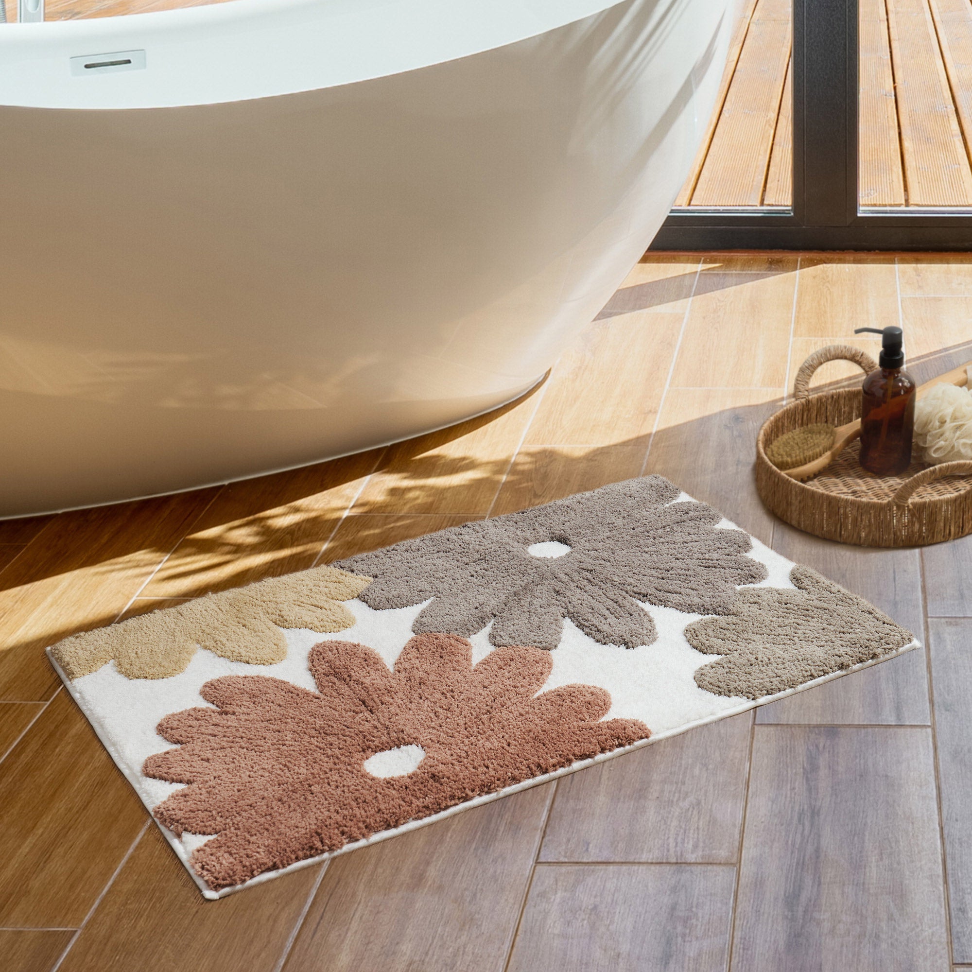 todayful Flowerdot Satin SH ☆ Safdie Carved Floral Bath Mat | Costco