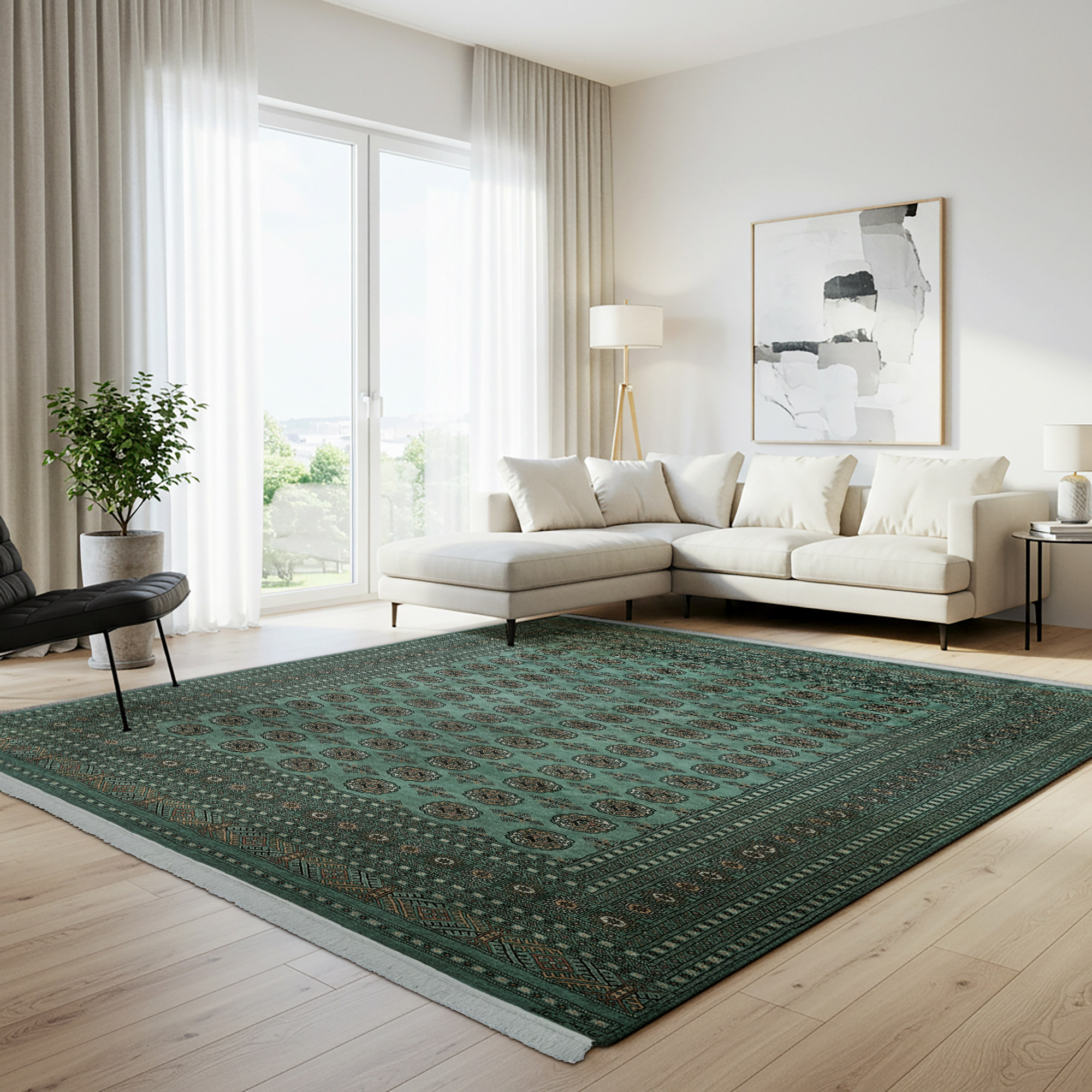 ラグ・カーペット Bukhara rugs Turkoman Bukhara Rug 8x10, Vintage Bokhara Carpet 8 x 10, Red and