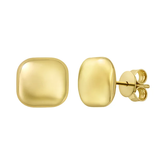 14KT YELLOW GOLD PUFFED SQUARE EARRINGS