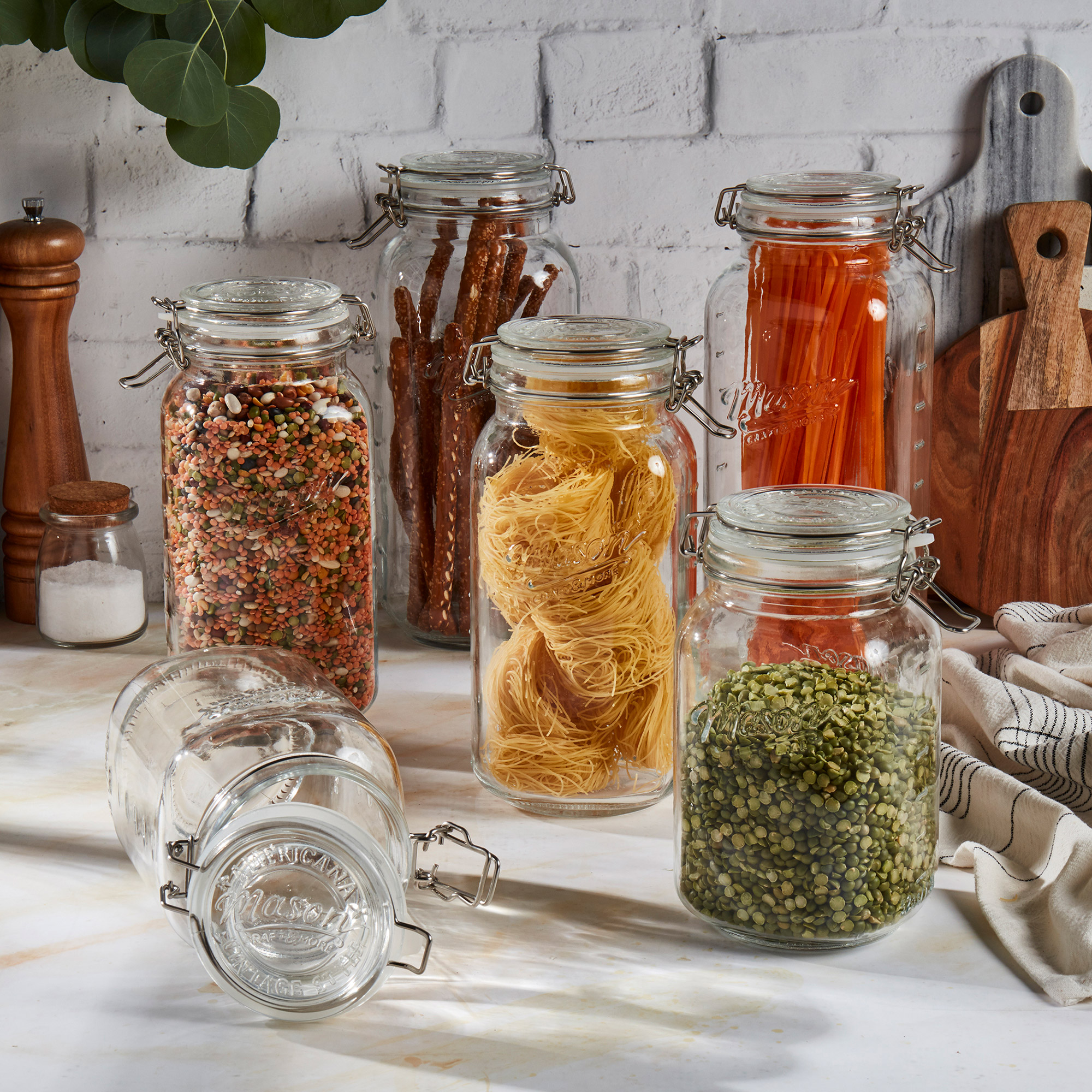 Mason Craft & More Glass Jar Set with Clip Lids, 6-piece