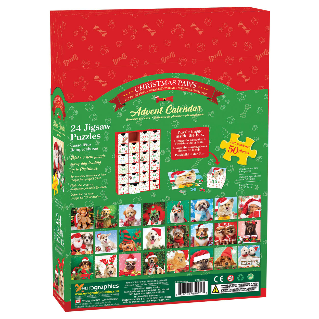 Eurographics Holiday Dogs Advent Calendar Puzzle Set 1200 pc | Costco