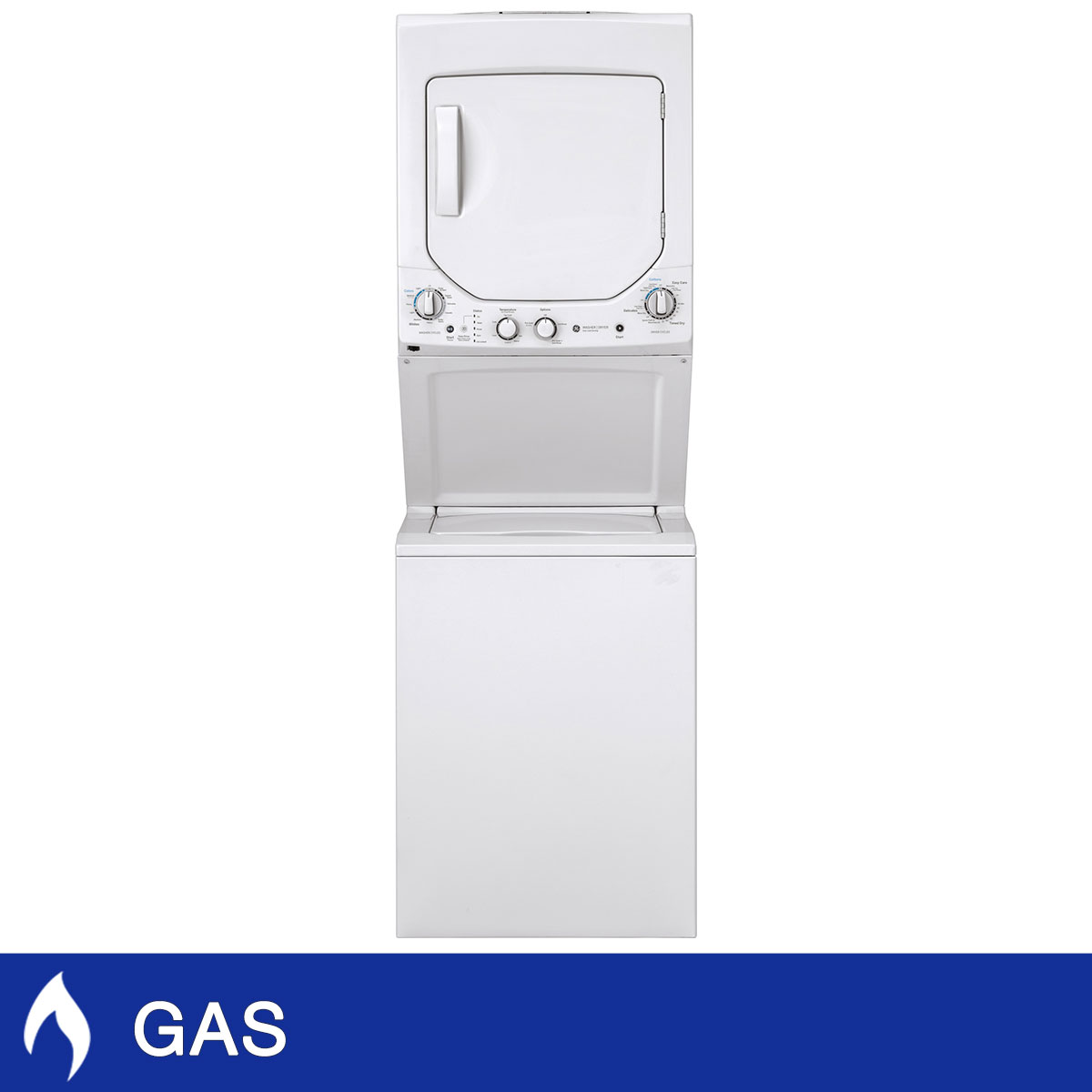 GE 24" Unitized Spacemaker with 2.3 cu. ft. Agitator Washer and 4.4 cu. ft. GAS Dryer Laundry Center