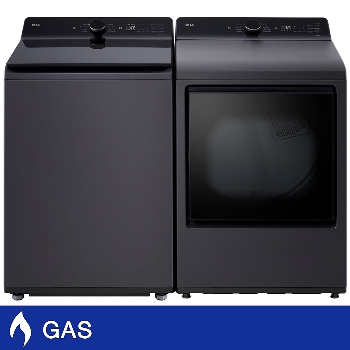 LG 5.5 cu. ft. Top Load Washer with EasyUnload and 7.3 cu. ft. Rear Control GAS Dryer with EasyLoad