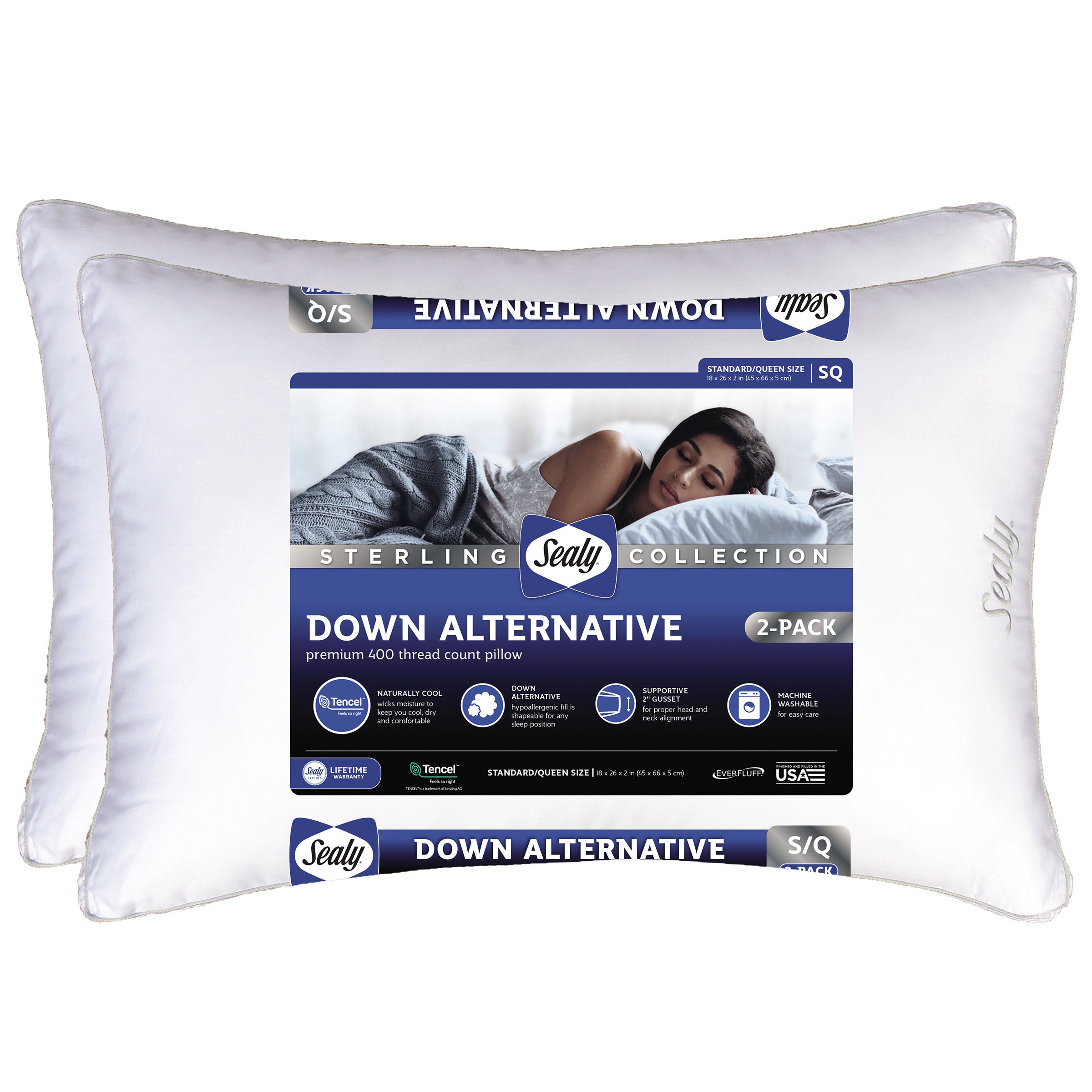 Sealy Sterling Collection Down-Alternative Pillow, 2-pack