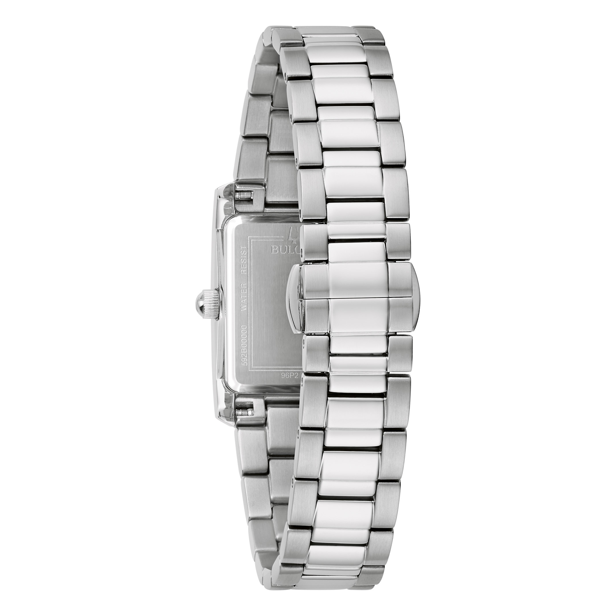 Bulova Classic Stainless Steel Diamond Rectangle Blue Dial Women's ...