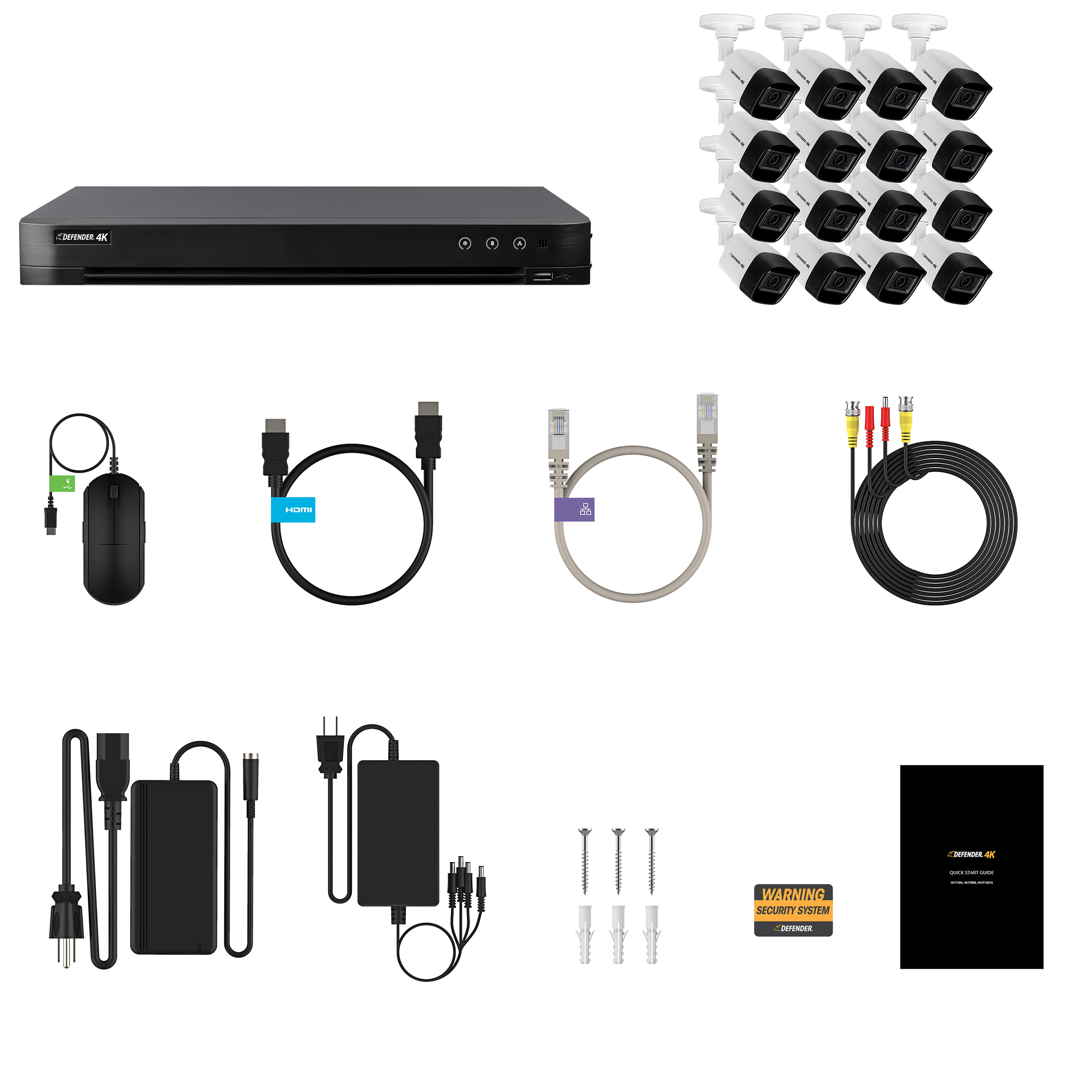 Defender 16-channel Wired 4K UHD DVR Security Surveillance System with ...