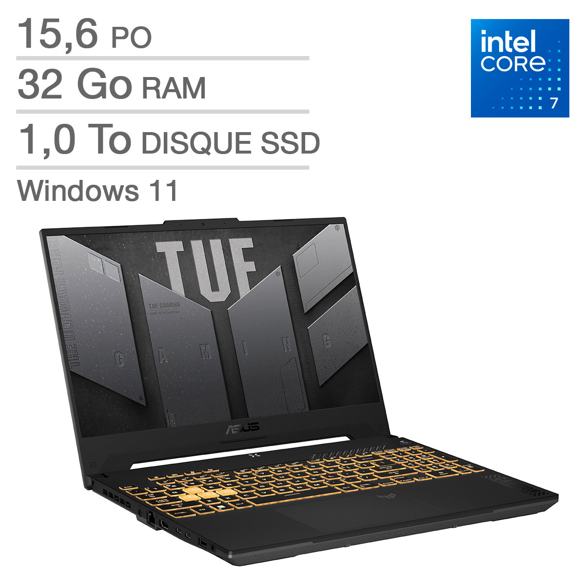 ASUS TUF Gaming F15 – Ordinateur portable de jeux de 15,6 po, Intel Core i7-13620H – 32 Go RAM, 1 To SSD, NVIDIA GeForce RTX 4060 de 8 Go