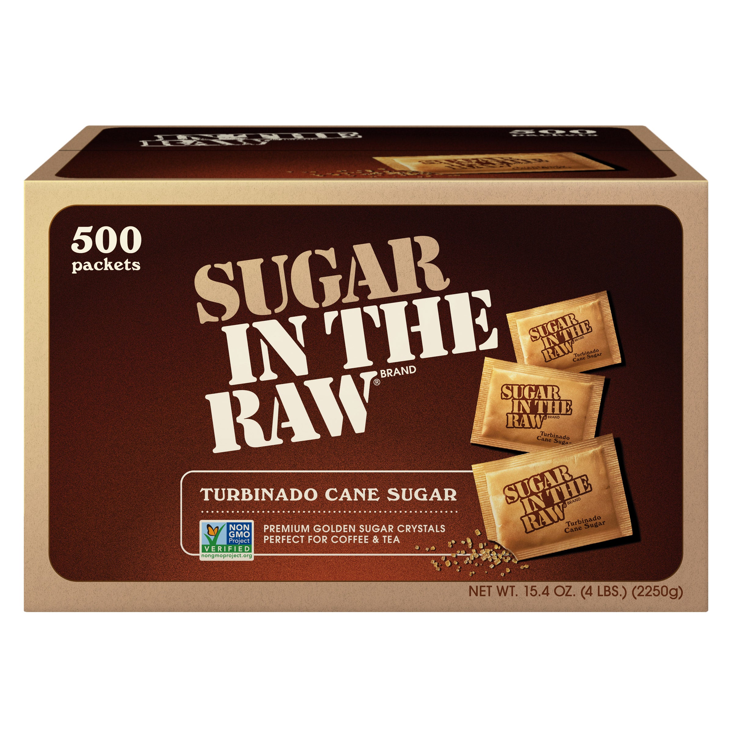 Sugar in the Raw Sugar Packets, Raw Sugar, 0.18 oz Packets, 500 per Carton
