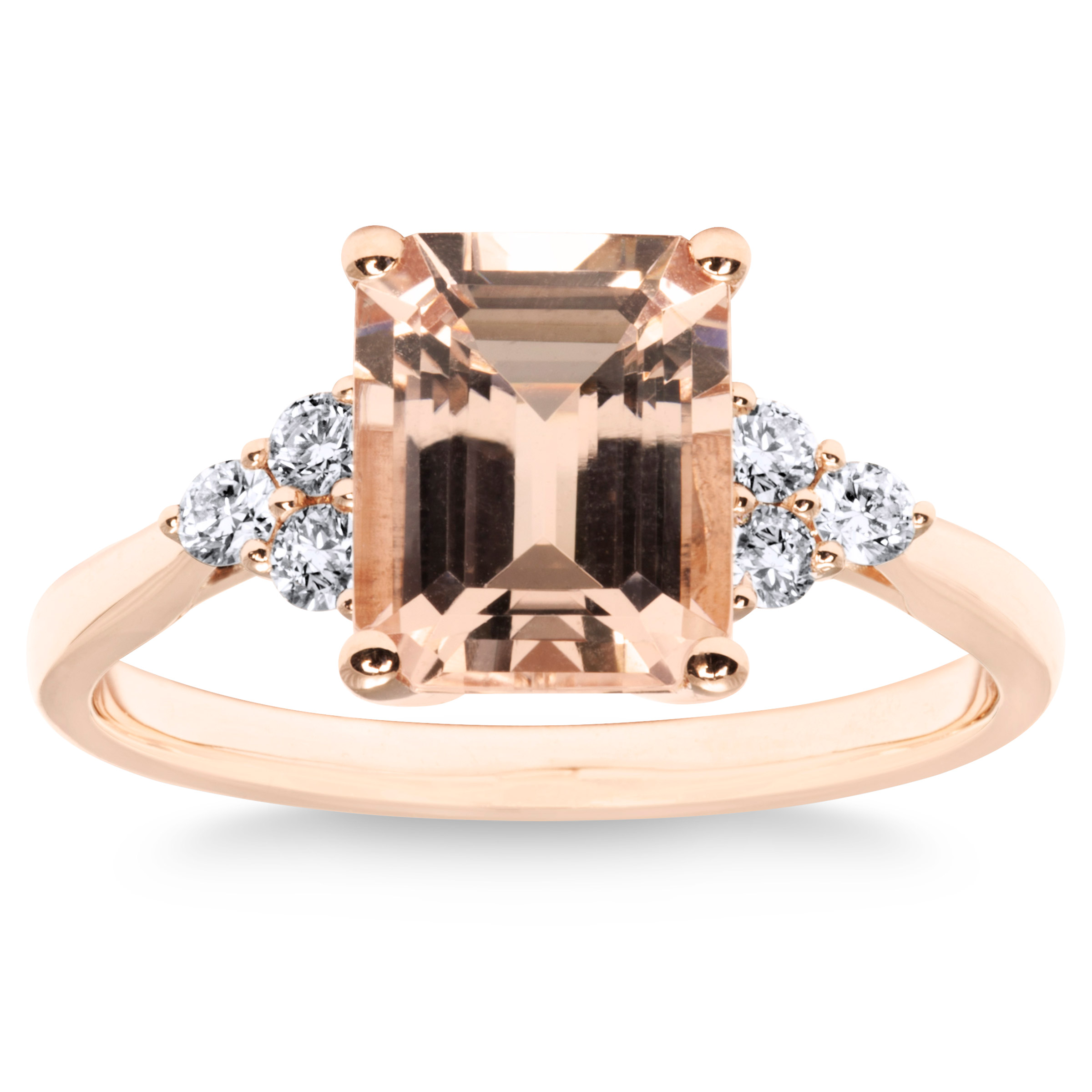 Emerald Cut Morganite and Diamond Ring (0.20 ctw)