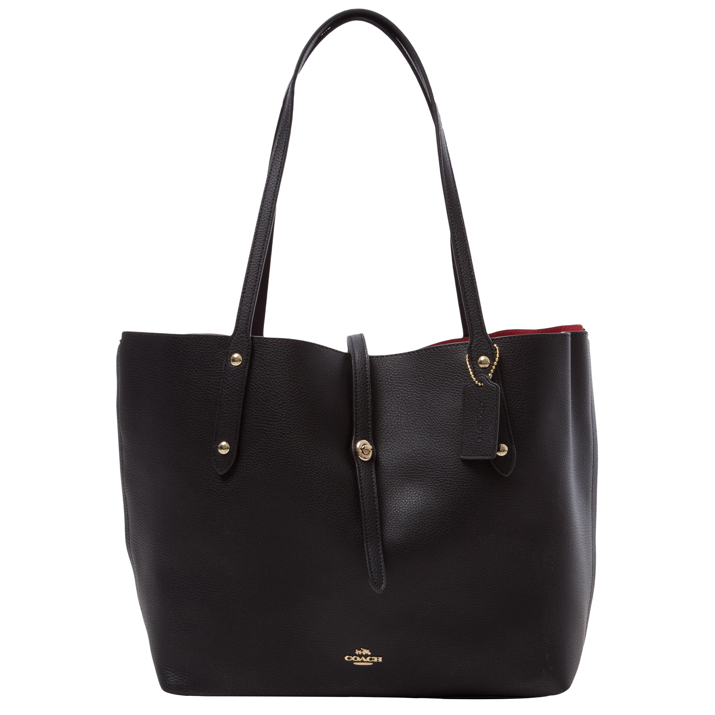COACH マーケット トート　レザー　肩掛け　黒　ブラック Coach Market Tote, Black | Costco