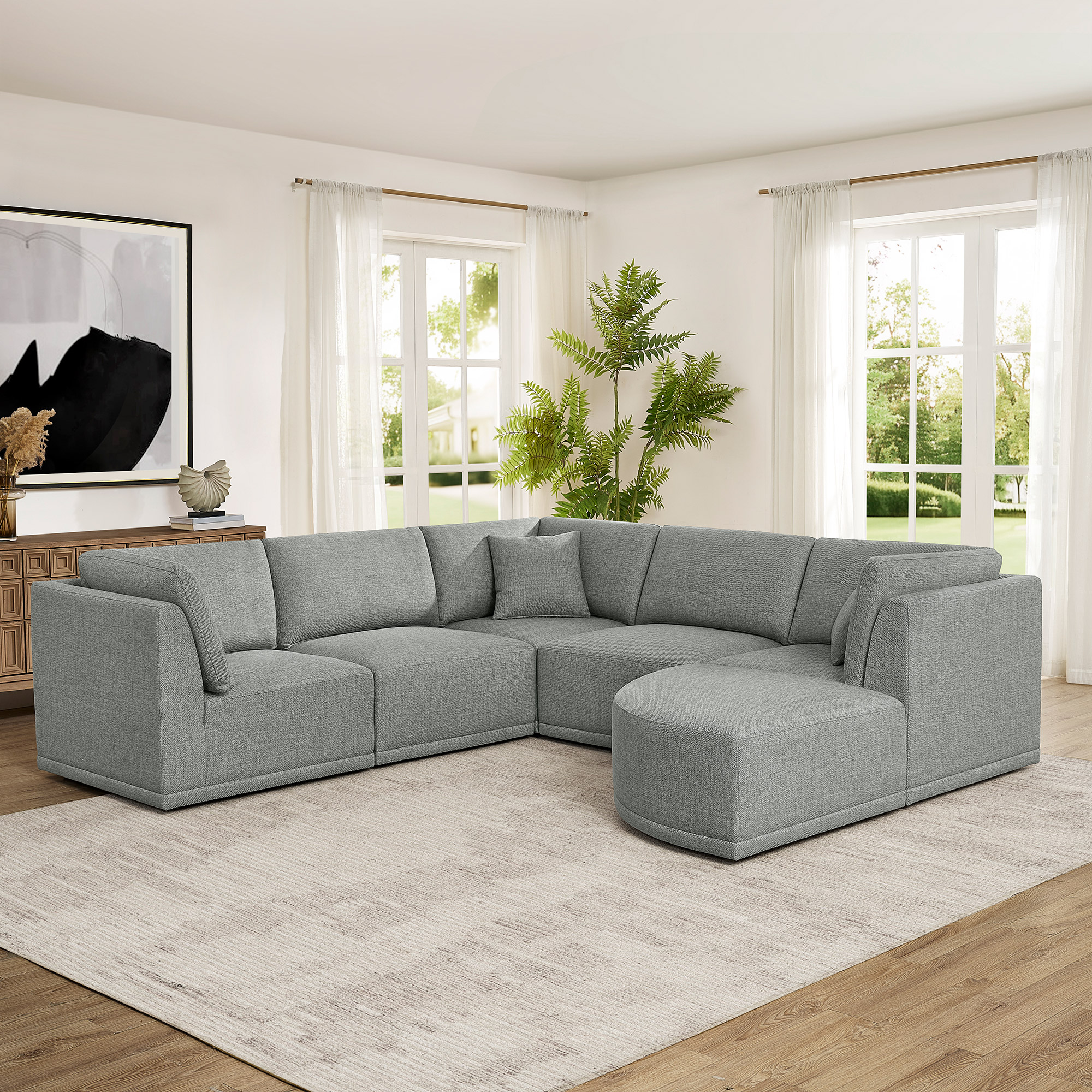 Thomasville 6-piece Modular Fabric Sectional with Ottoman | Costco