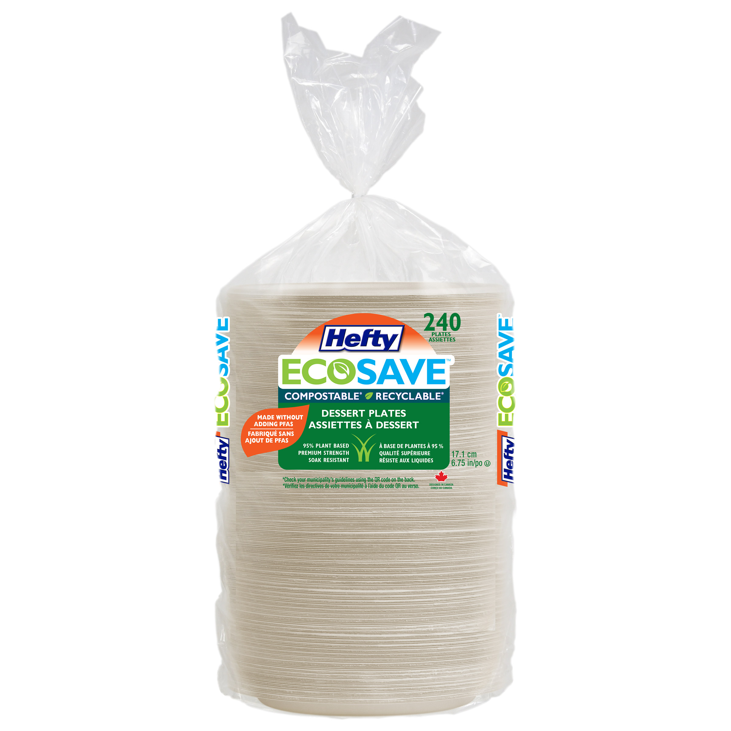 Hefty EcoSave Disposable Paper Dessert Plates, 240 pack