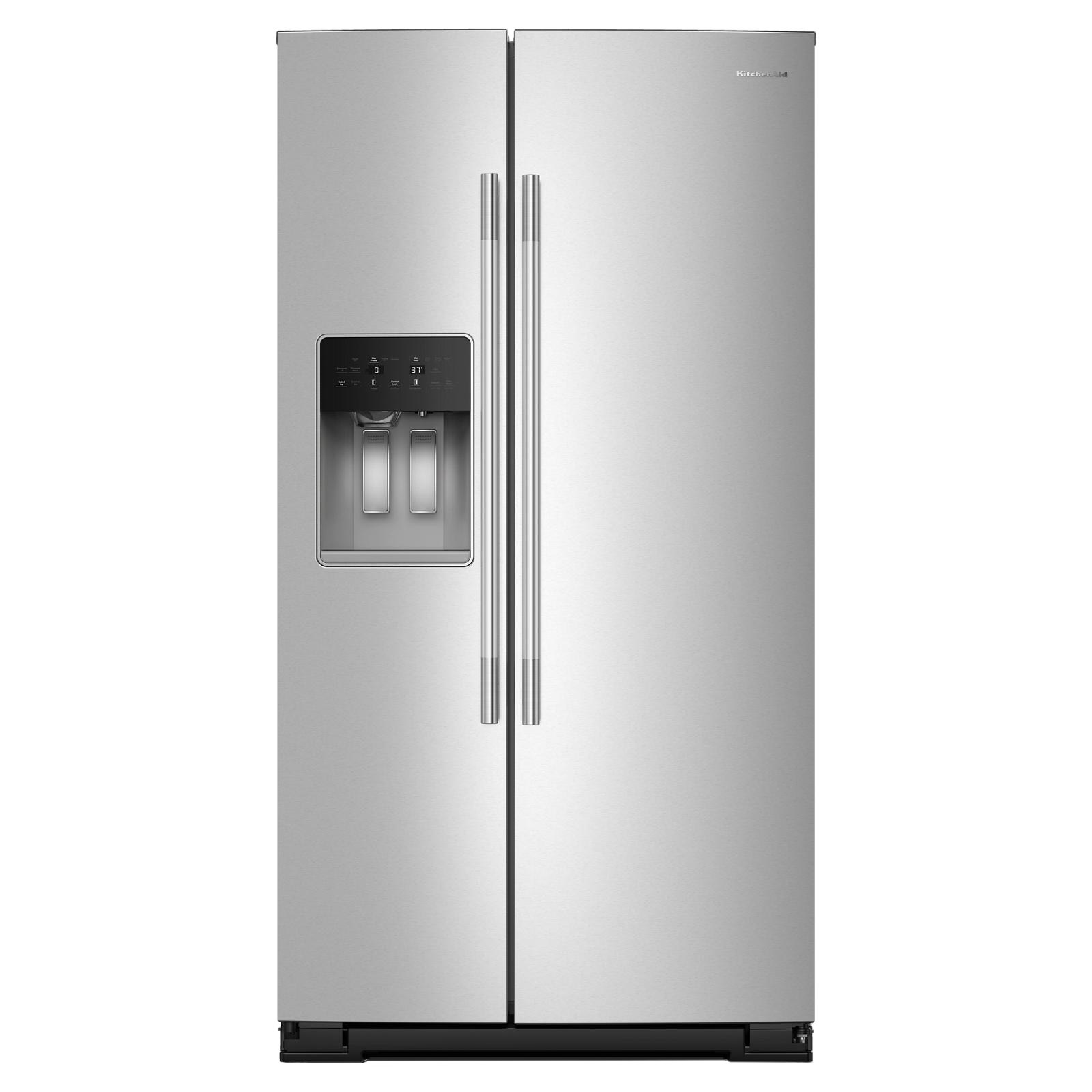 KitchenAid 36 in. 20.8 cu ft. Stainless Steel Counter Depth Side-by-Side Refrigerator with Exterior Ice and Water Dispenser