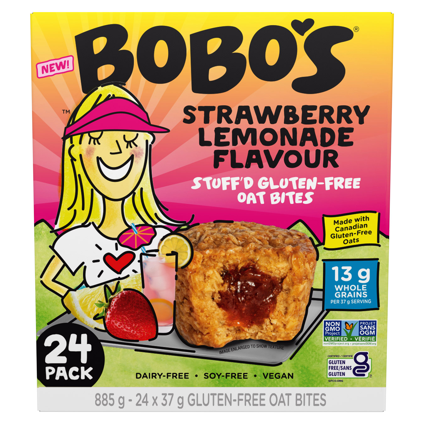 Bobo's Stuff’d Oat Bites Strawberry Lemonade, 24 × 37 g