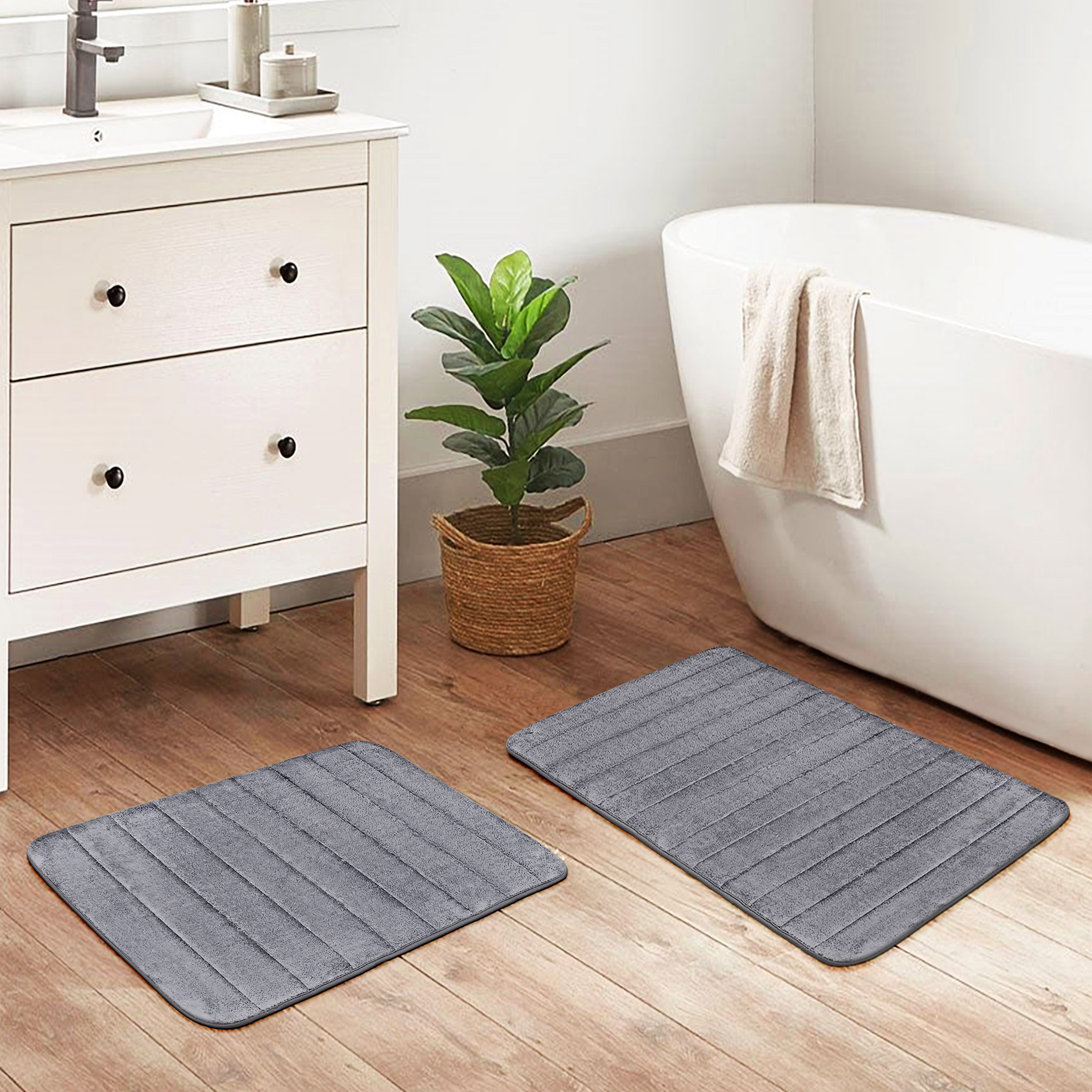 Channel Stitch Memory Foam Bath Mat  2-pack
