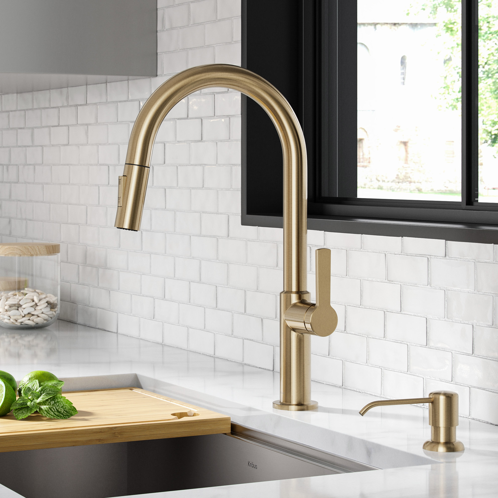 KRAUS Pull-down Kitchen Faucet with Matching Soap Dispenser