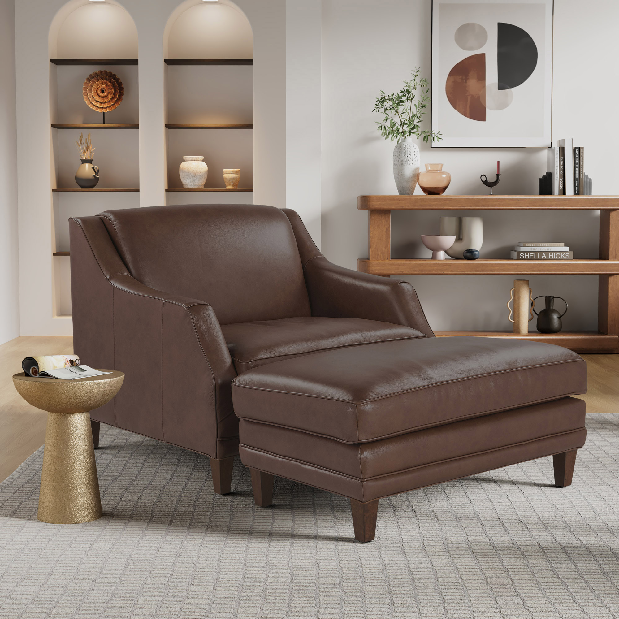 Coddle Hyde Park Leather Chair and Ottoman