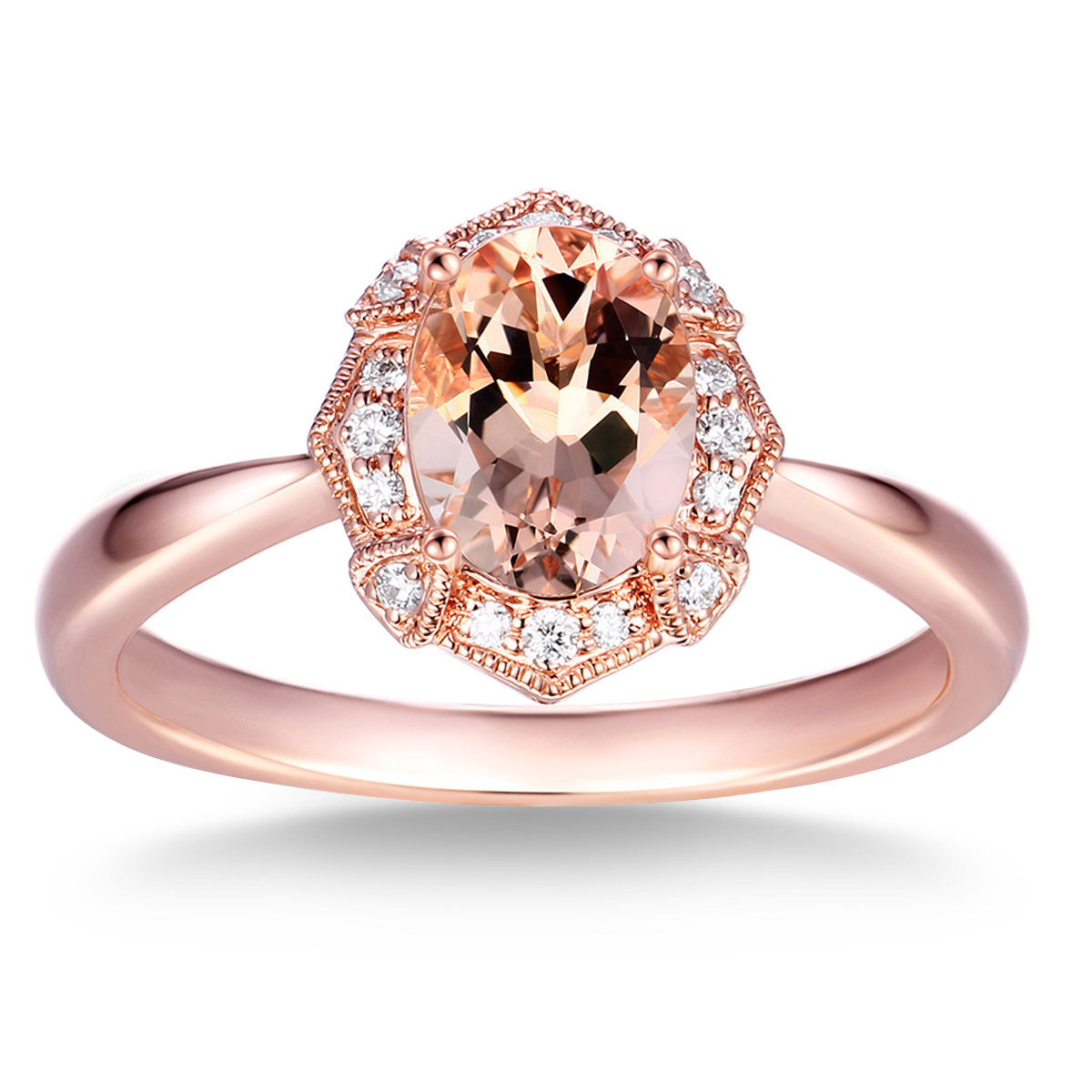 Oval Cut Morganite and Diamond Ring (0.08 ctw)