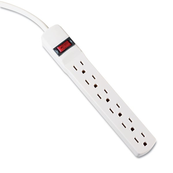Power Strip, 6 Outlets, 15 ft Cord, Ivory Power Strip, 6 Outlets, 15 ft Cord, Ivory