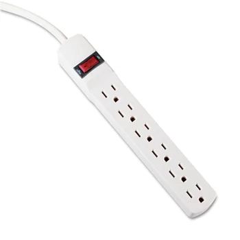 Power Strip, 6 Outlets, 15 ft Cord, Ivory Power Strip, 6 Outlets, 15 ft Cord, Ivory