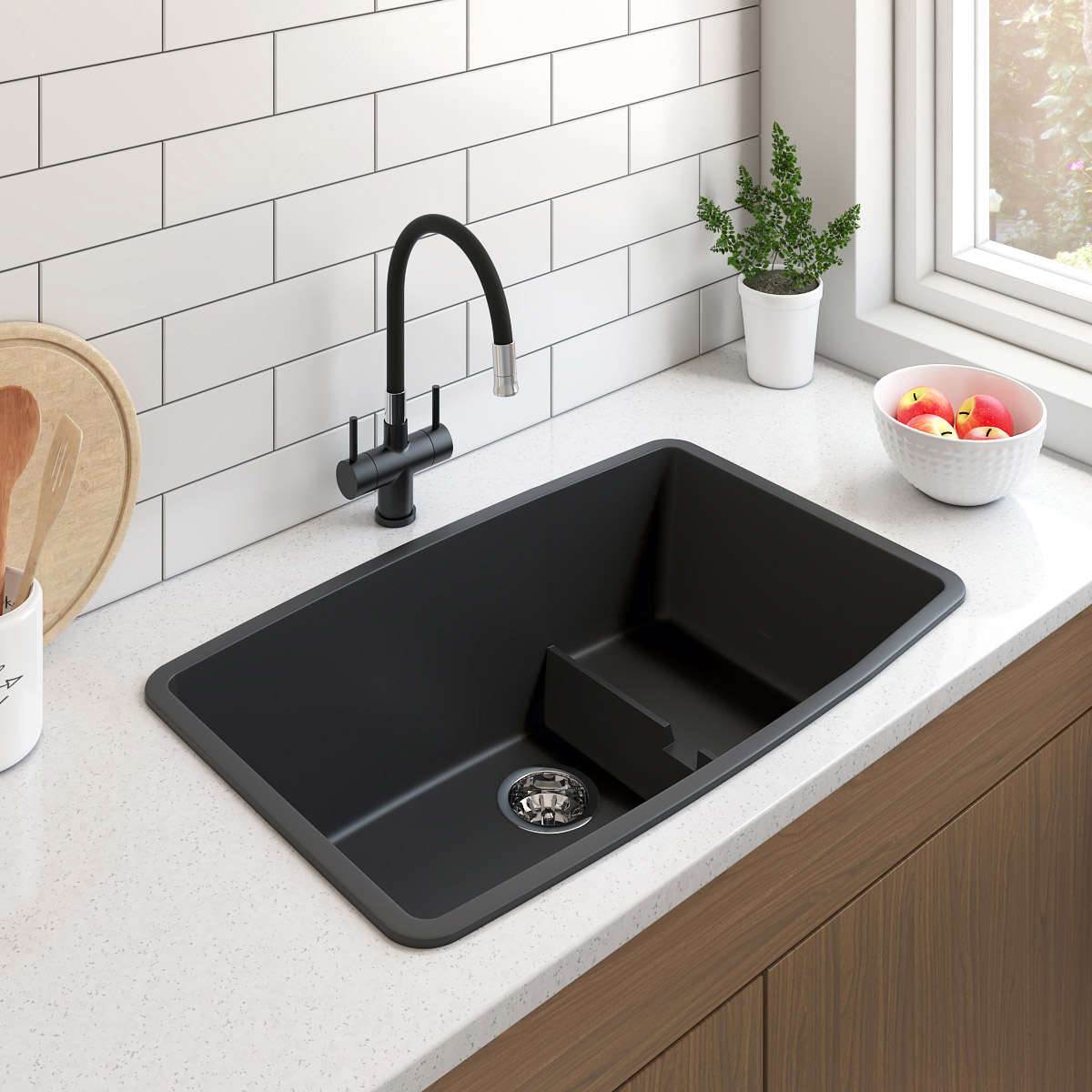 Appollo Monique 32 in. Single Bowl Granite Kitchen Sink