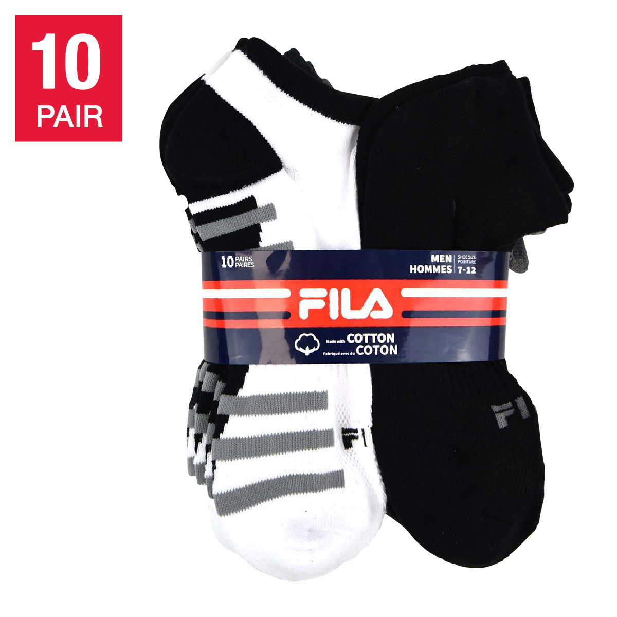 Fila Men's Socks 82% cotton, 15% polyester, 10-pack $14