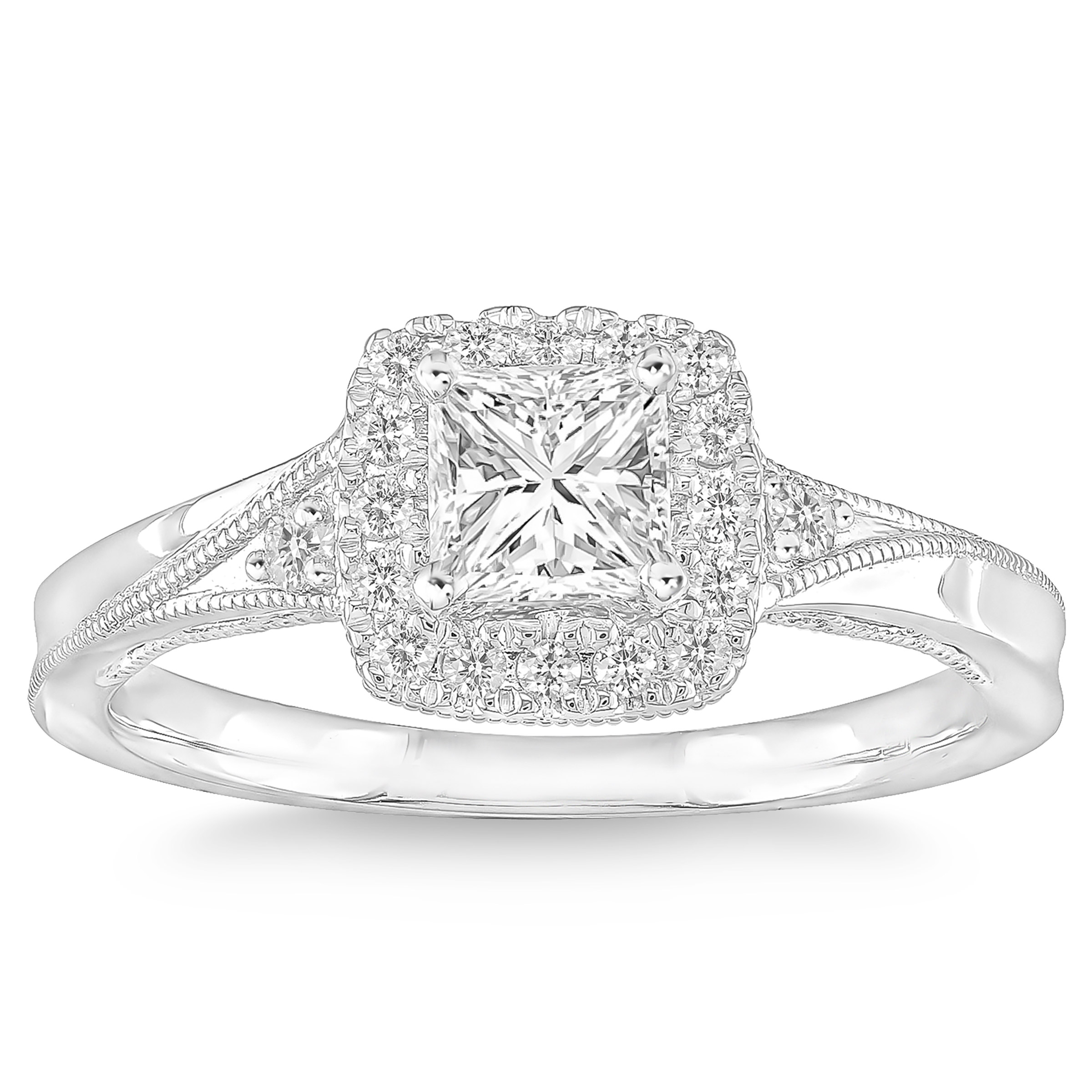 Princess Cut and Round Brilliant Diamond Ring (0.63 ctw)