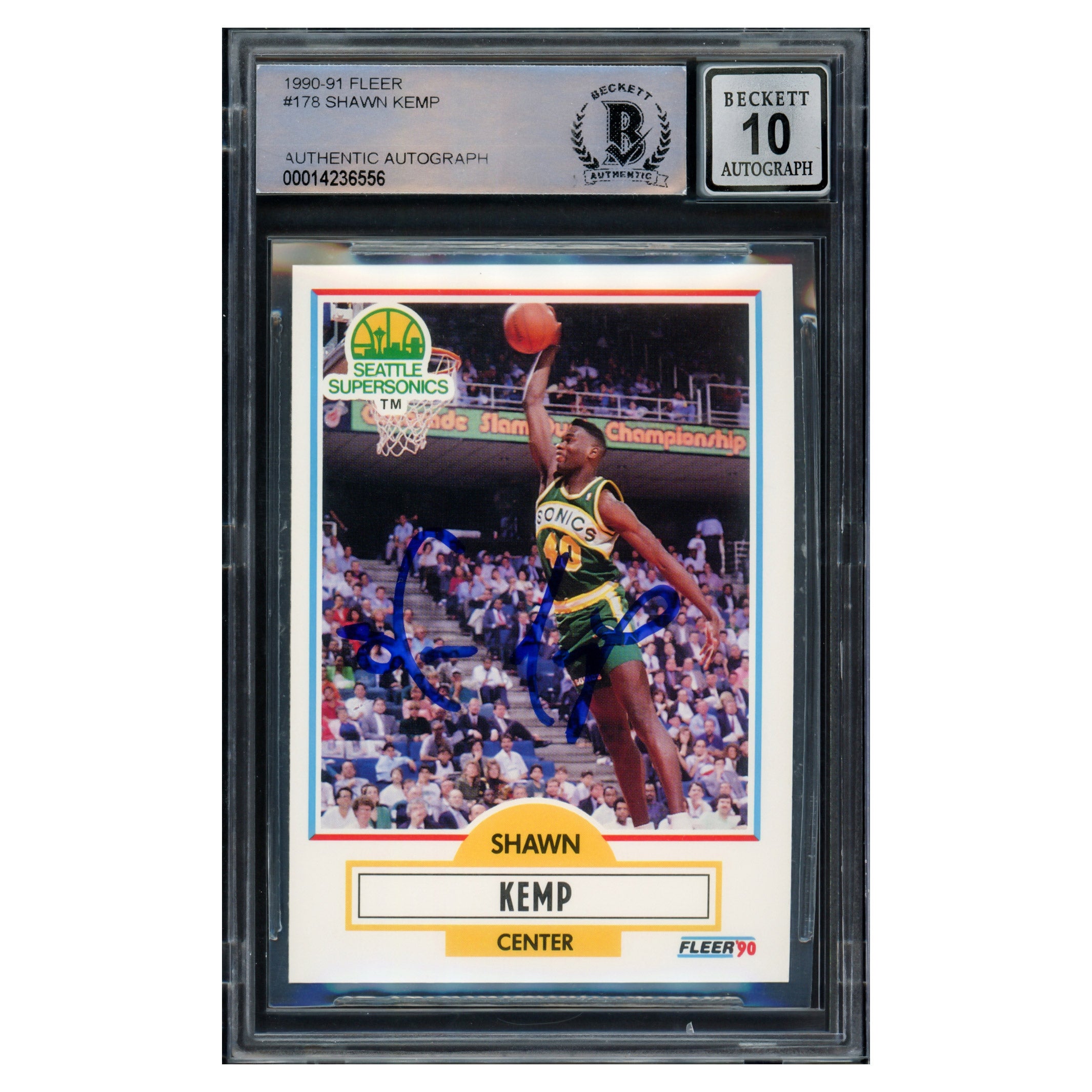 Shawn Kemp Autographed 1990 Fleer Rookie Card #178 Seattle