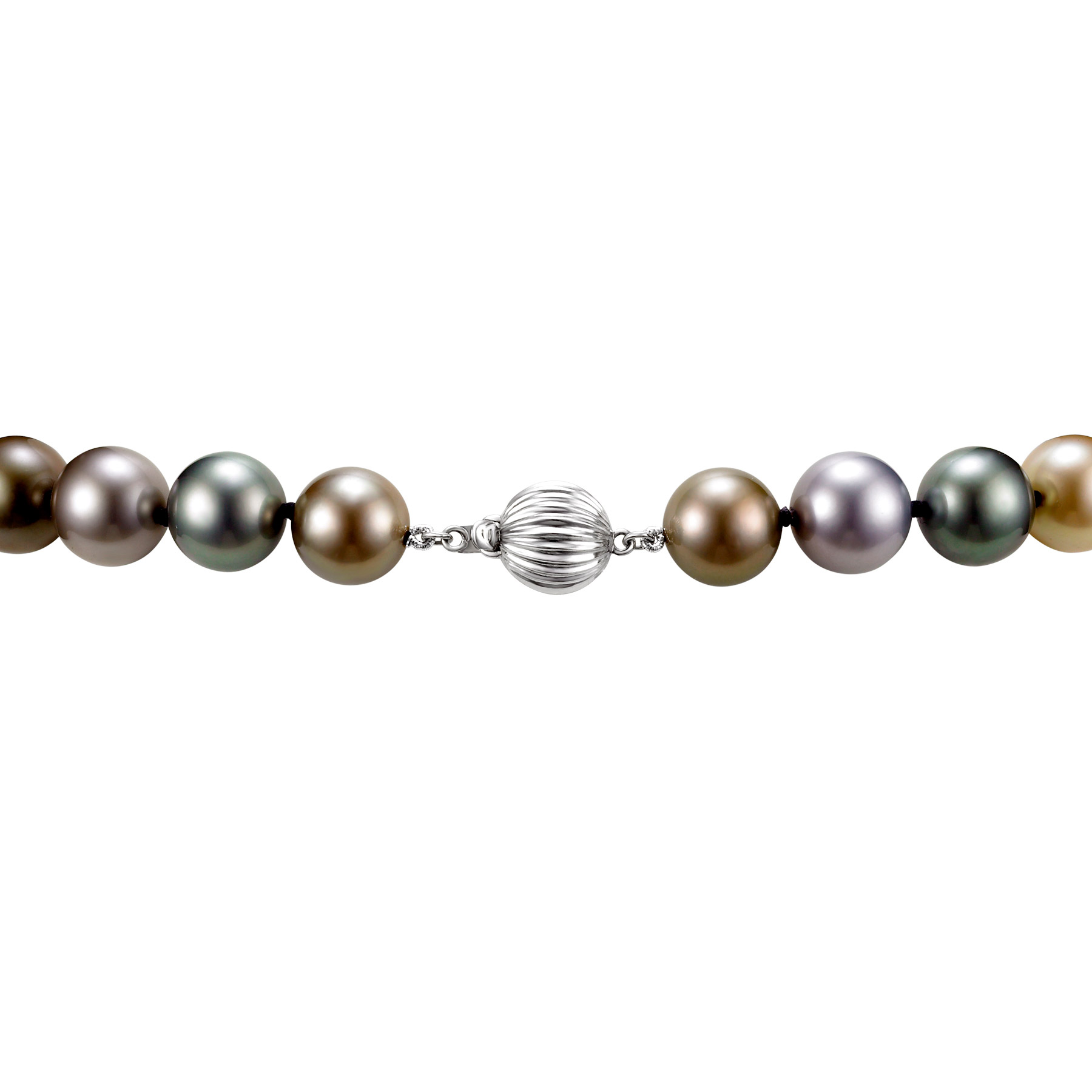 Tahitian Cultured 11.3-12mm Pearl Strand With 18kt White Gold