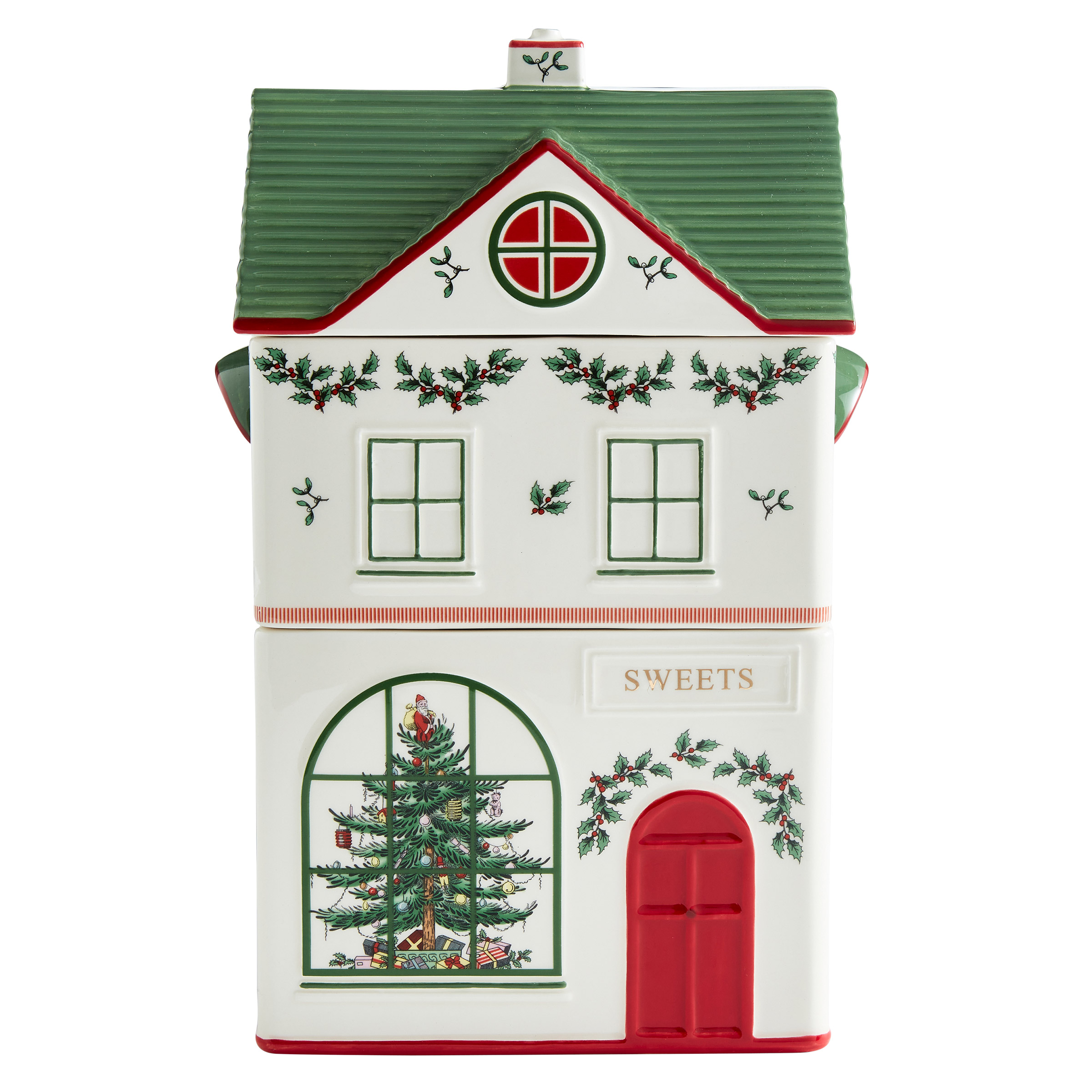 Spode Christmas Tree Collection, Christmas Village Stacking Canister