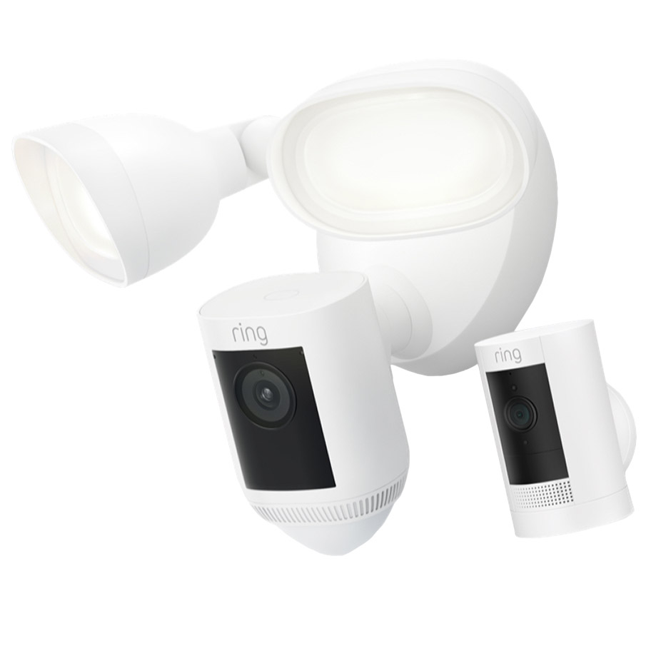 Ring Wired Floodlight Cam Pro with 2K Video and Outdoor Cam (Stick Up Cam) Battery Security Camera Bundle