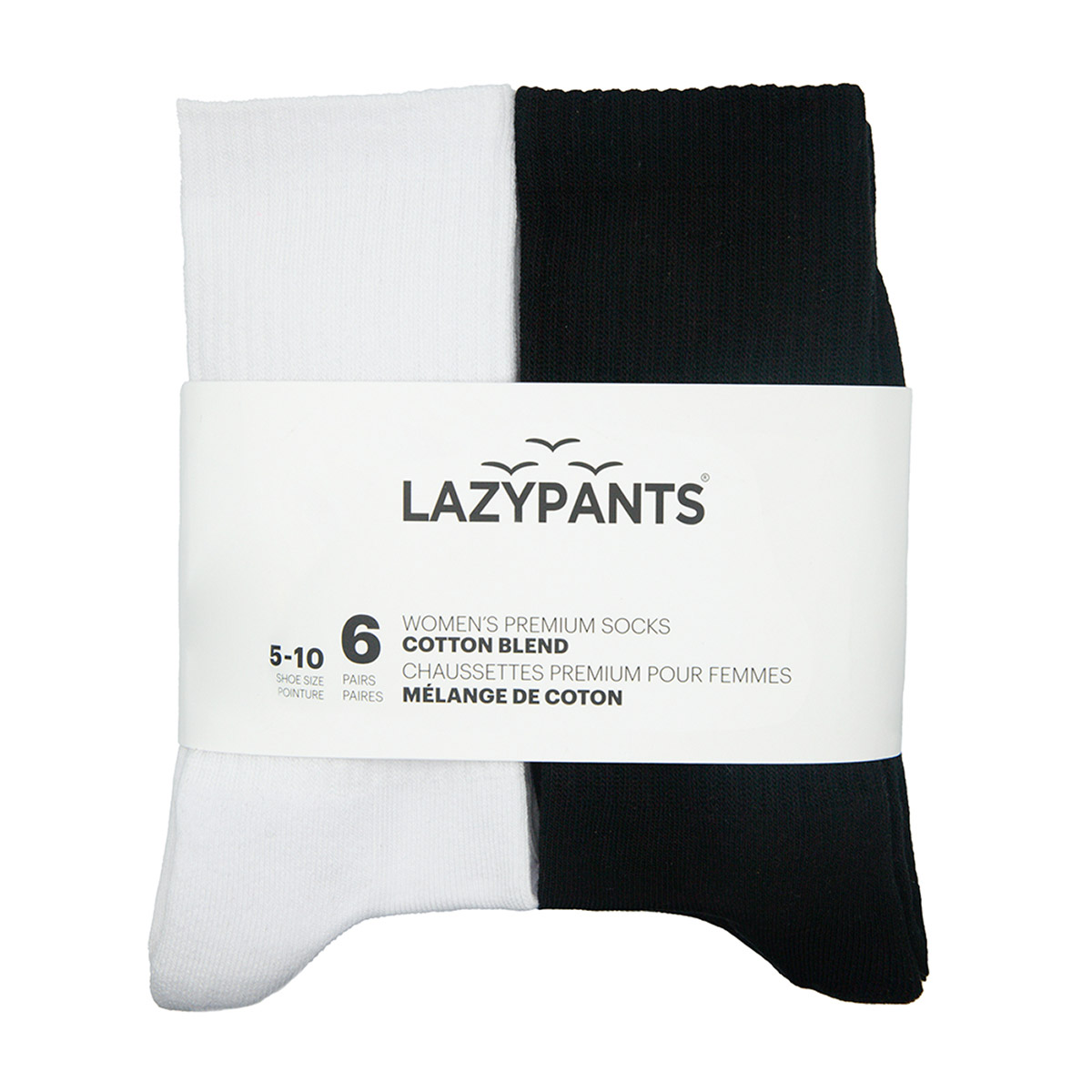 LAZYPANTS Women’s Premium Cotton Socks, 6-pairs