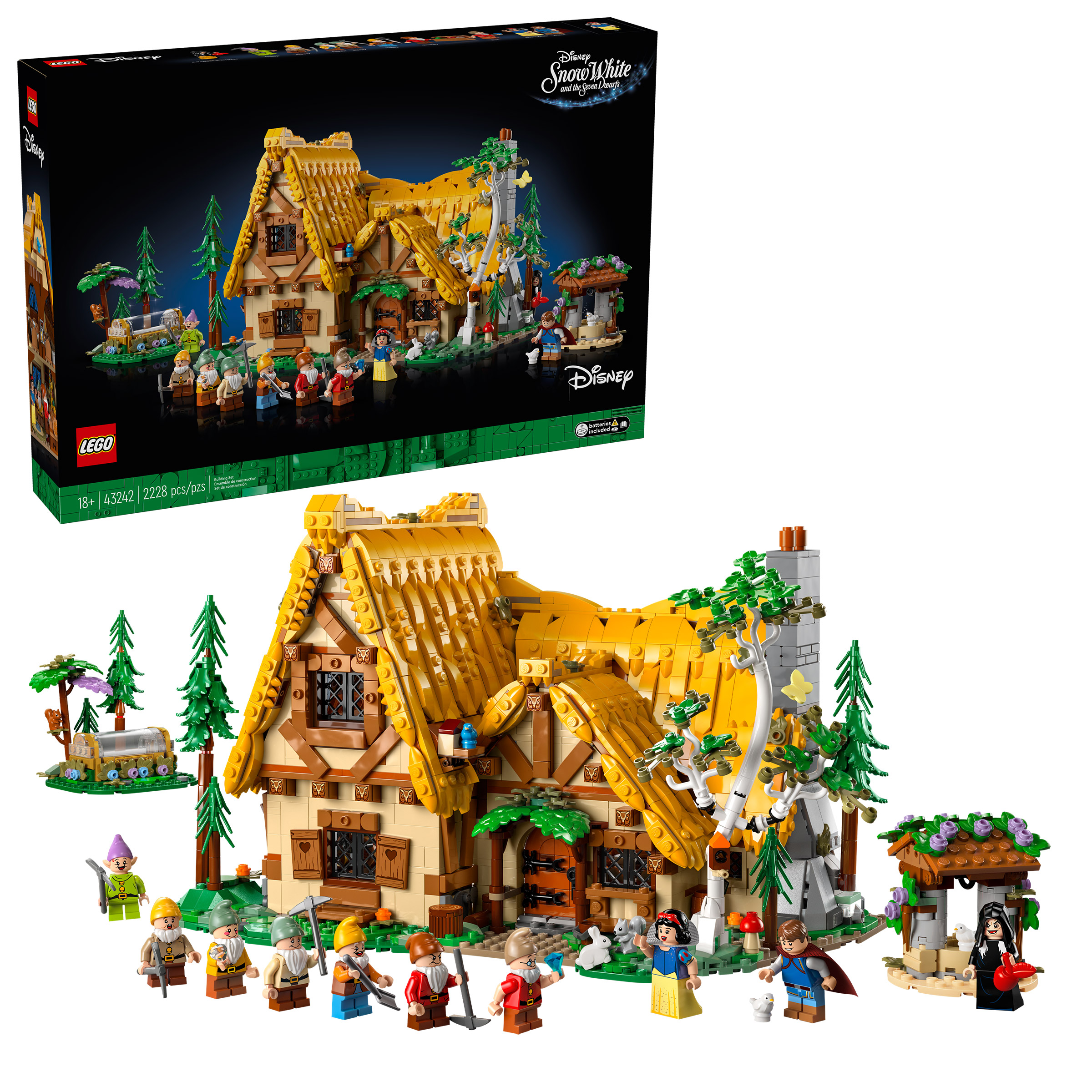 LEGO Disney Snow White and the Seven Dwarfs’ Cottage 43242 with Bonus LEGO Icons Chrysanthemum Flower Décor Building Set for Home Décor 10368