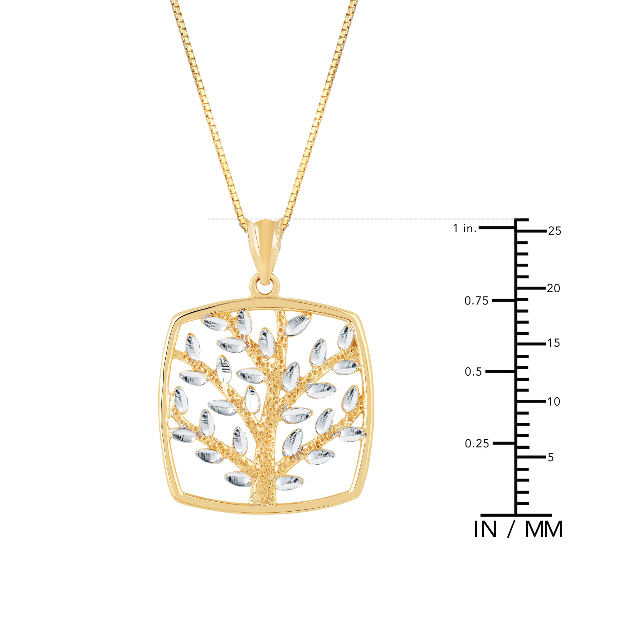 High Polish and Diamond Cut Tree of Life Pendant in Two-tone Gold | Costco