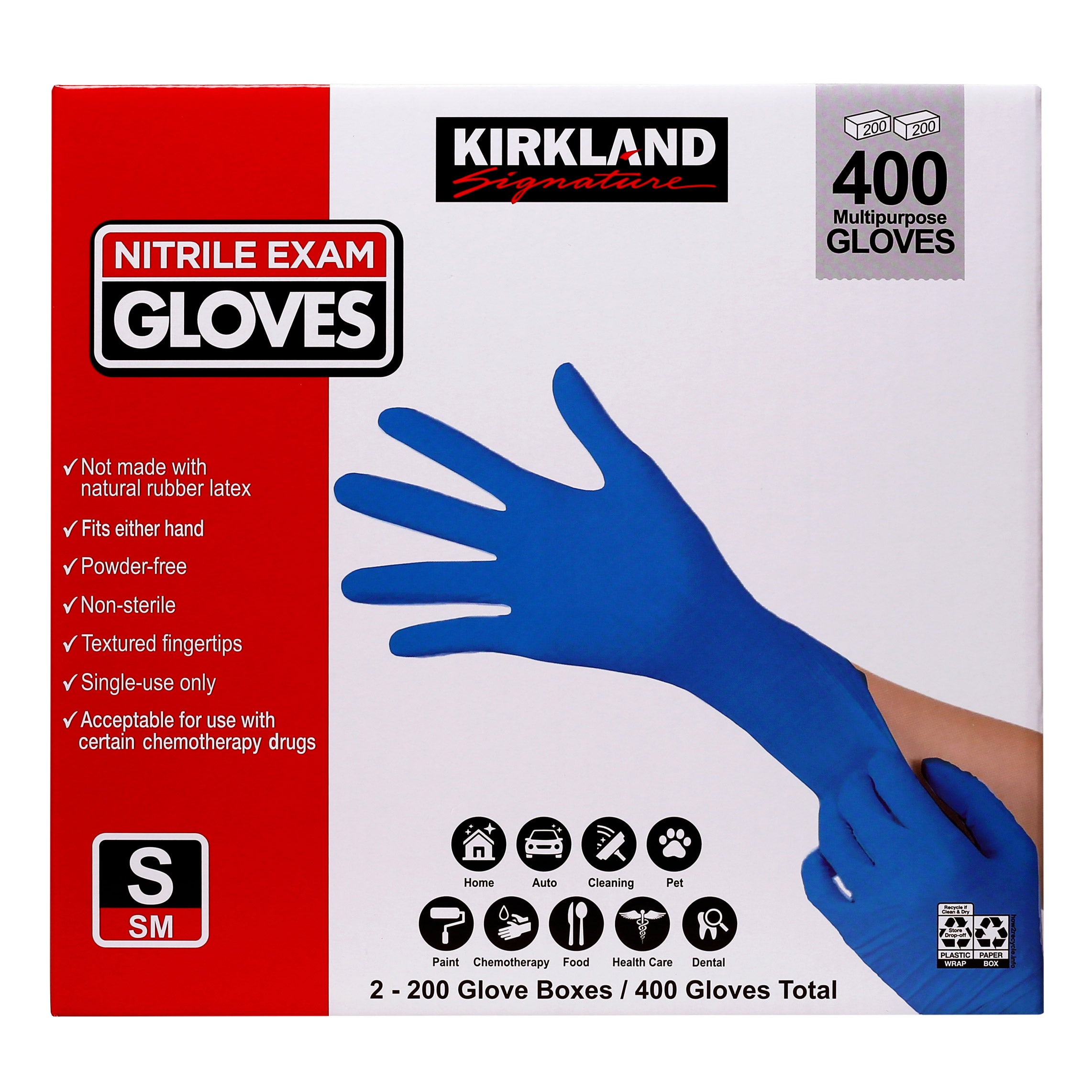 Kirkland Signature Nitrile Exam Gloves, 400-count, Size Small | Costco