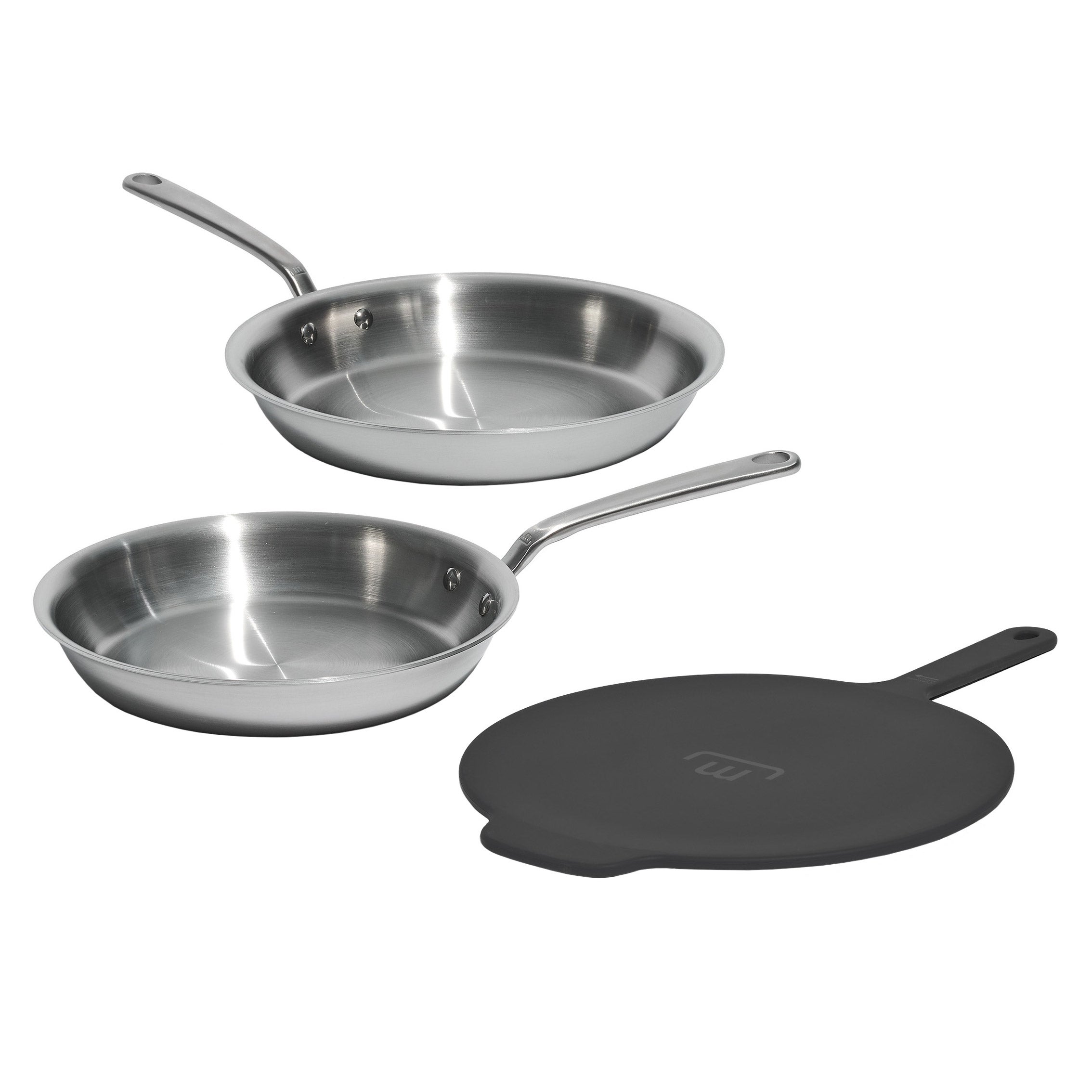 Made In 3-piece 5-ply Stainless Fry Pans with Universal Lid