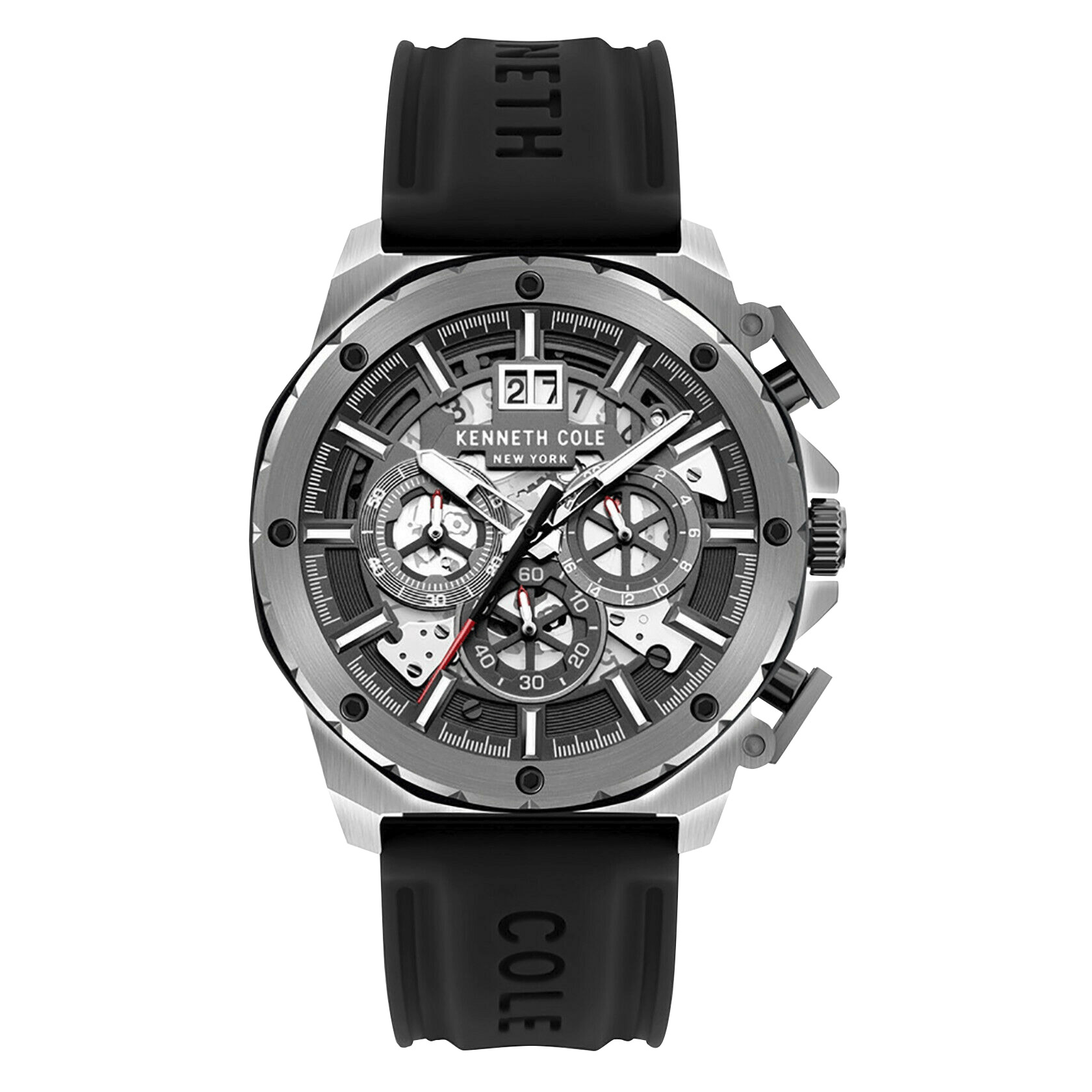 Kenneth Cole New York Sliver-tone Skeleton Dial Mens Watch