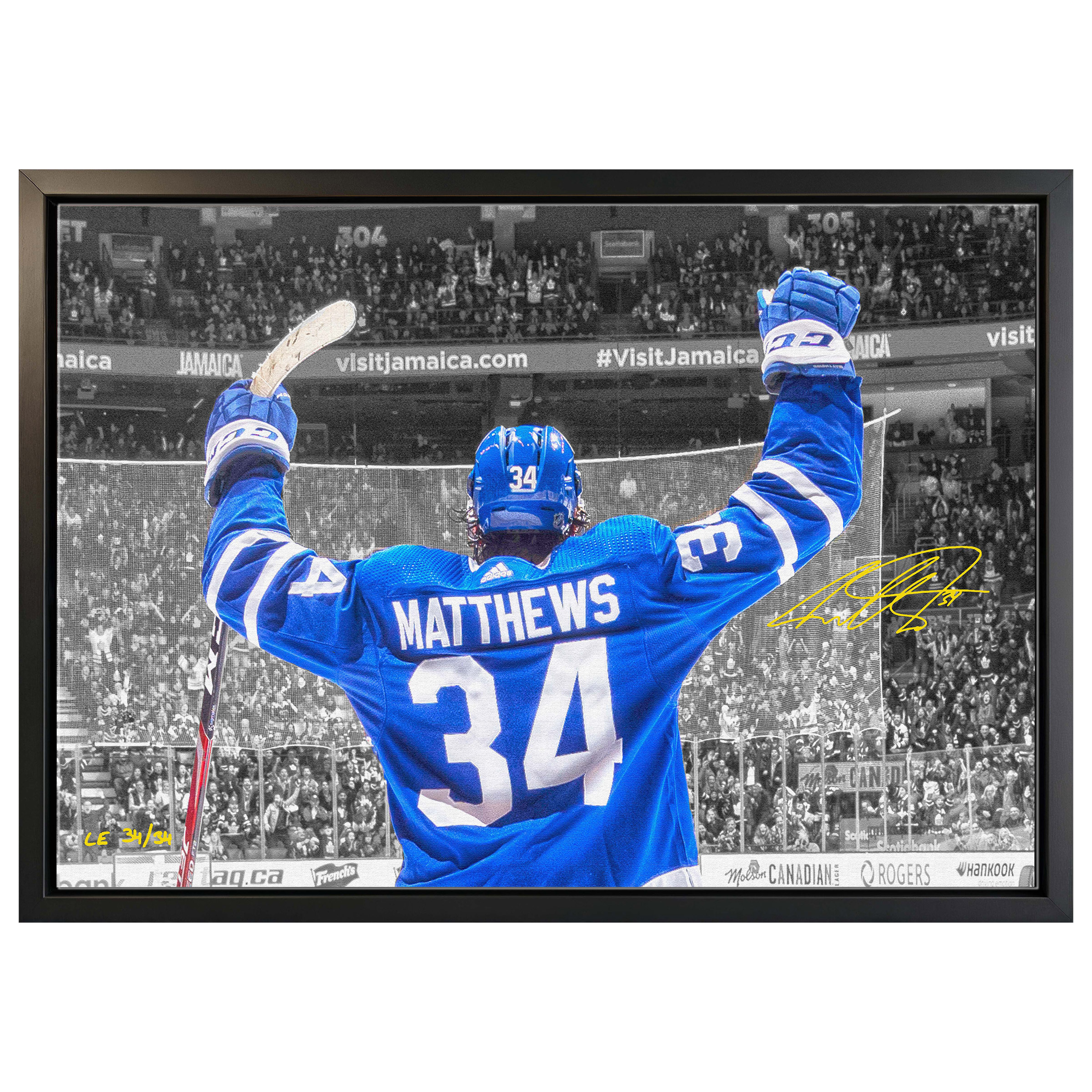 Frameworth Auston Matthews Signed Framed 20x29 in. Canvas Backview Celebration (Limited Edition of 34)