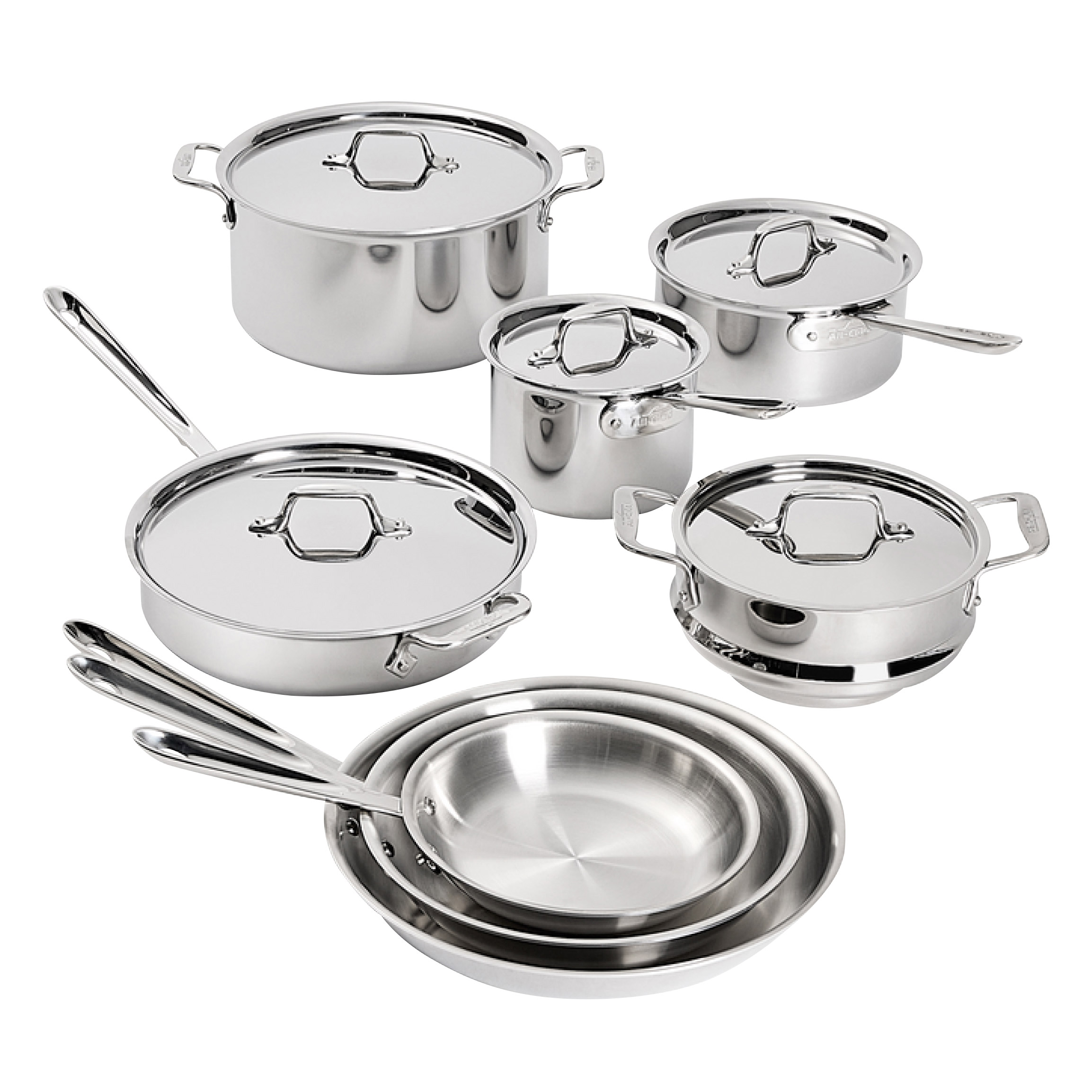 All-Clad D3 Stainless 3-Ply Bonded Cookware, 13-pieces