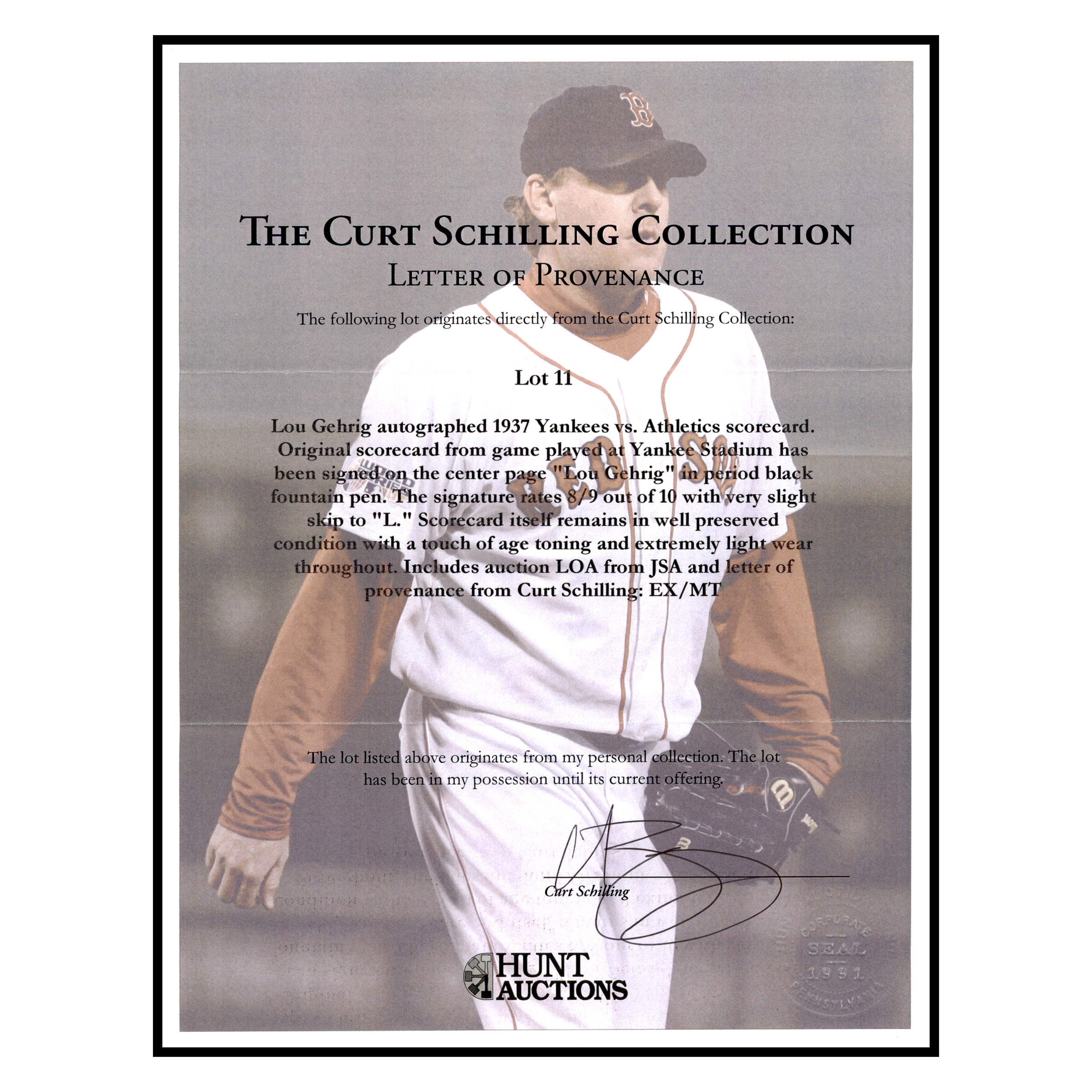 Lou Gehrig Autographed 1937 New York Yankees Scorecard - PSA/DNA