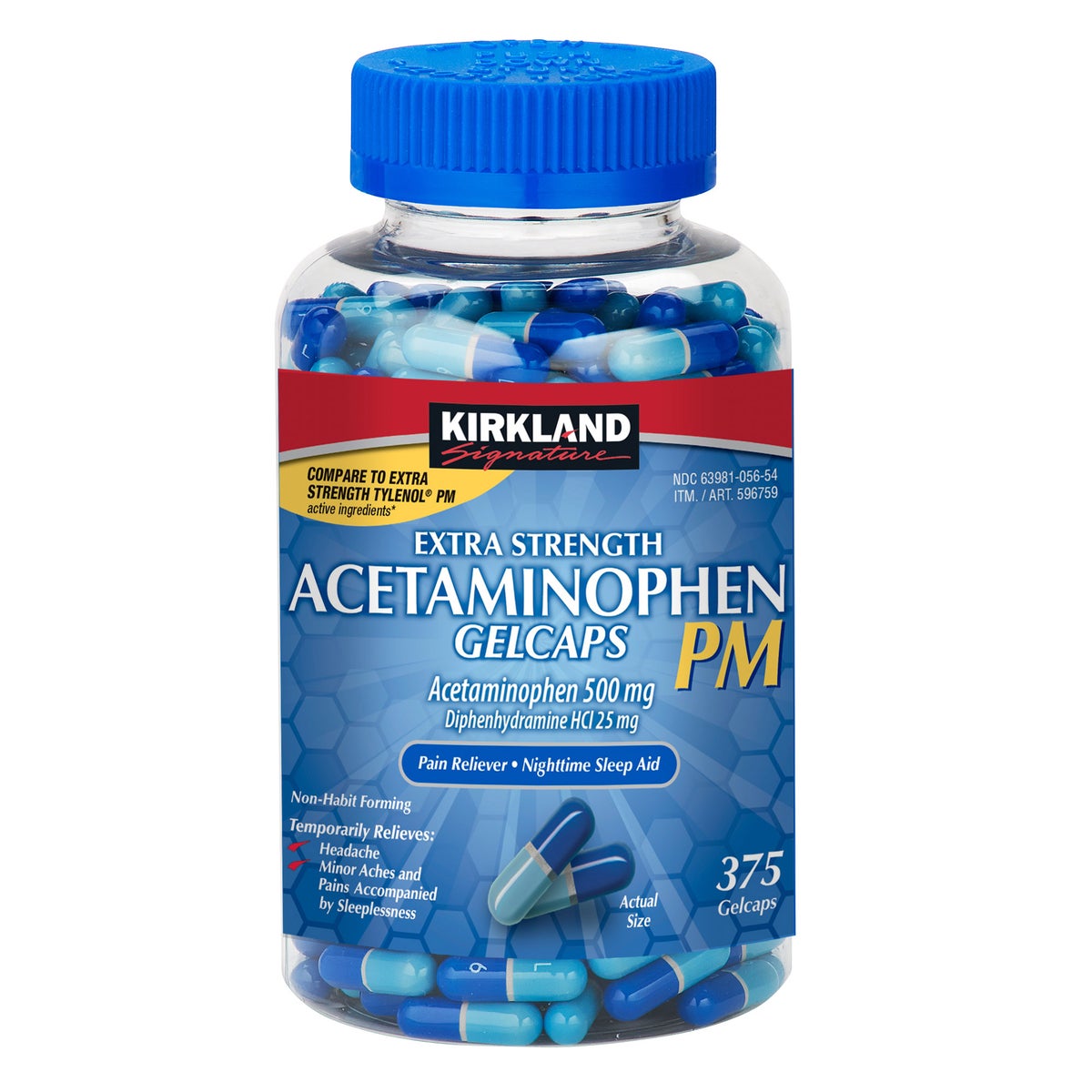 Kirkland Signature Acetaminophen PM, 500 mg, 375 Capsules Kirkland Signature Acetaminophen PM, 500 mg, 375 Capsules