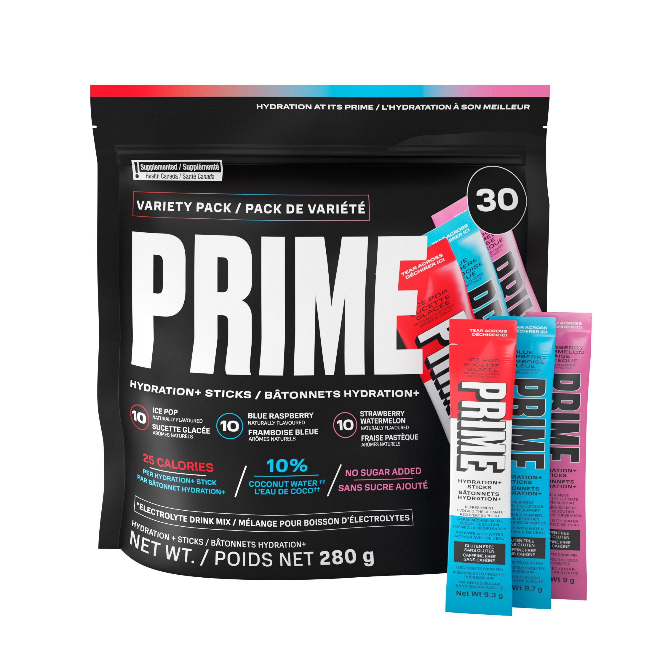 PRIME Hydration+ Sticks Variety Pack, Pack of 30