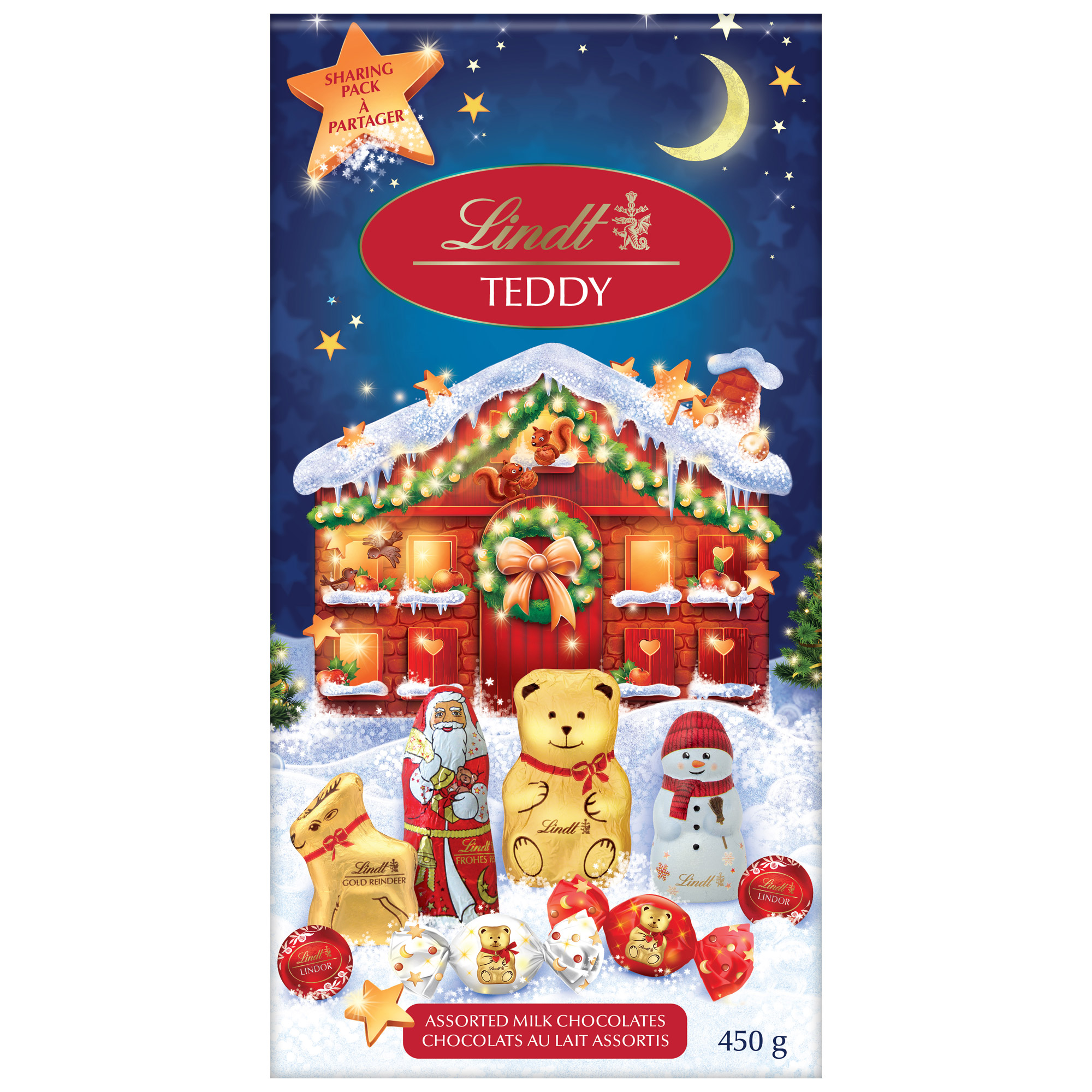 Lindt Teddy Family Christmas Chocolate Sharing Pack, 450 g